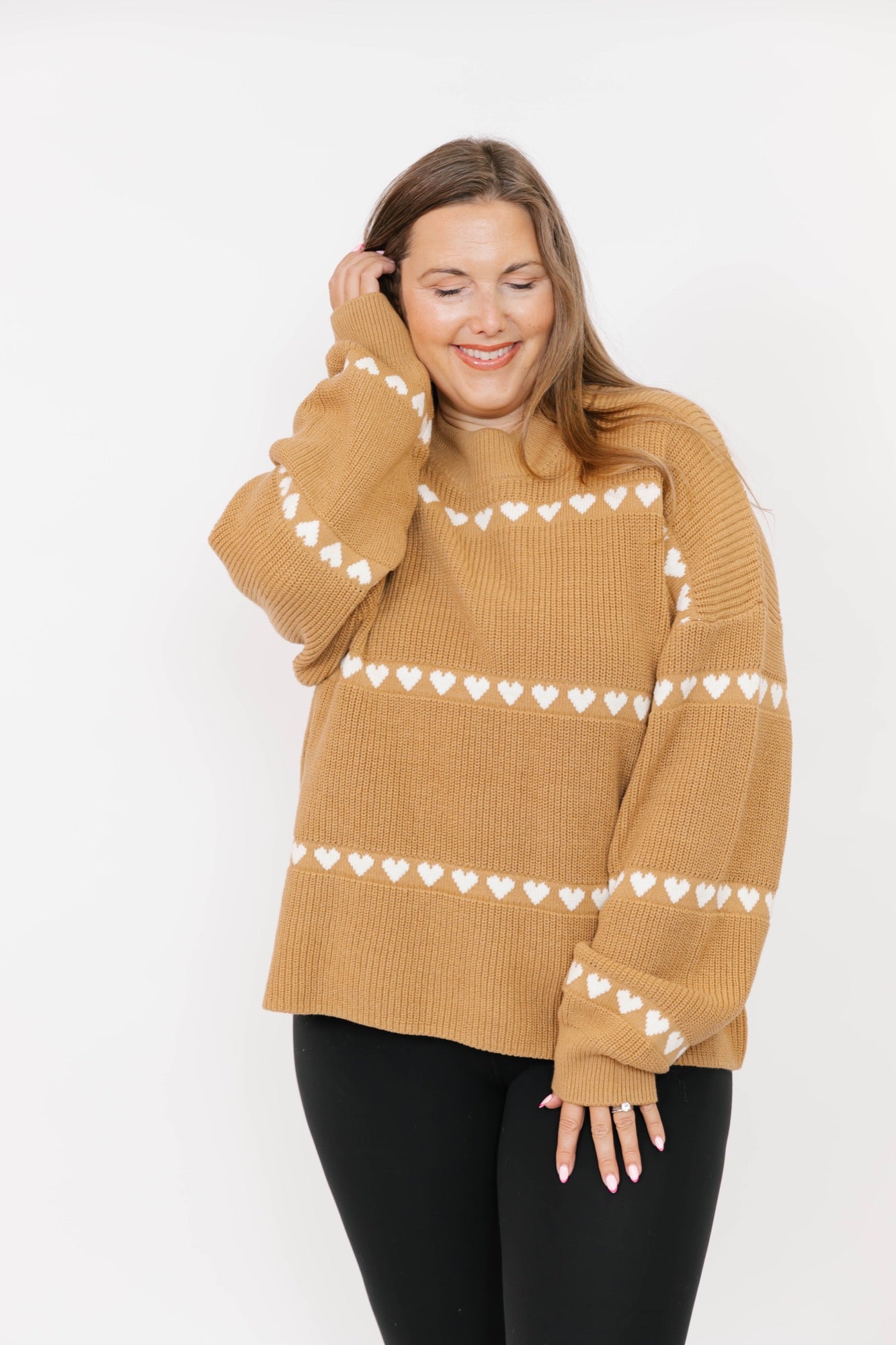 Follow Your Heart Sweater in Tan/Cream Combo