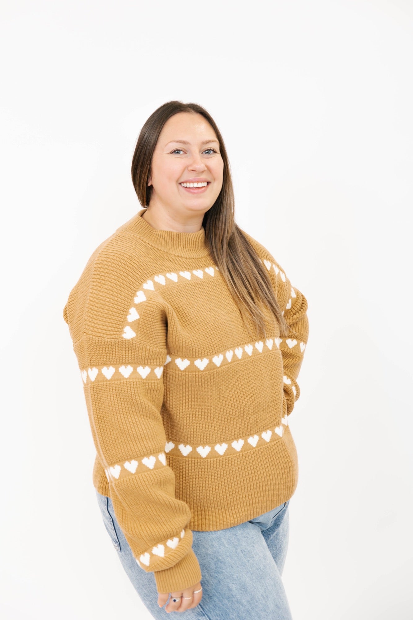 Follow Your Heart Sweater in Tan/Cream Combo