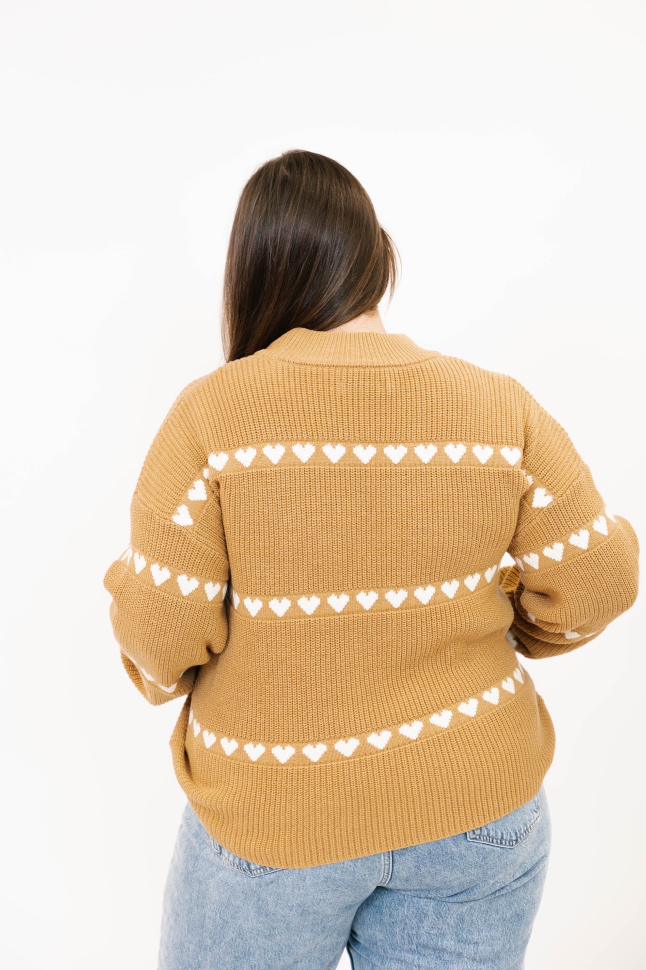 Follow Your Heart Sweater in Tan/Cream Combo