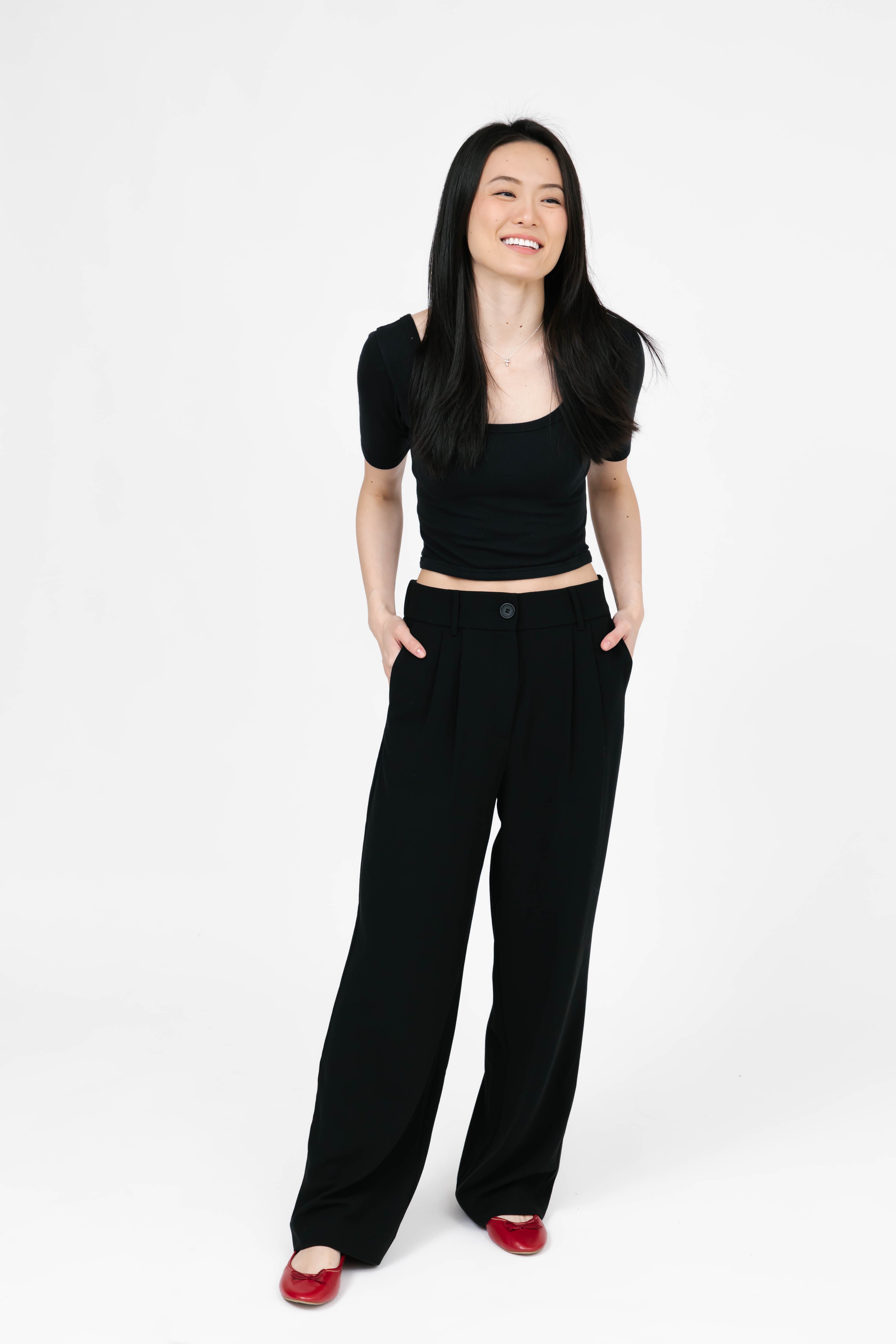 Hudson Wide Leg Pant in Midnight Black