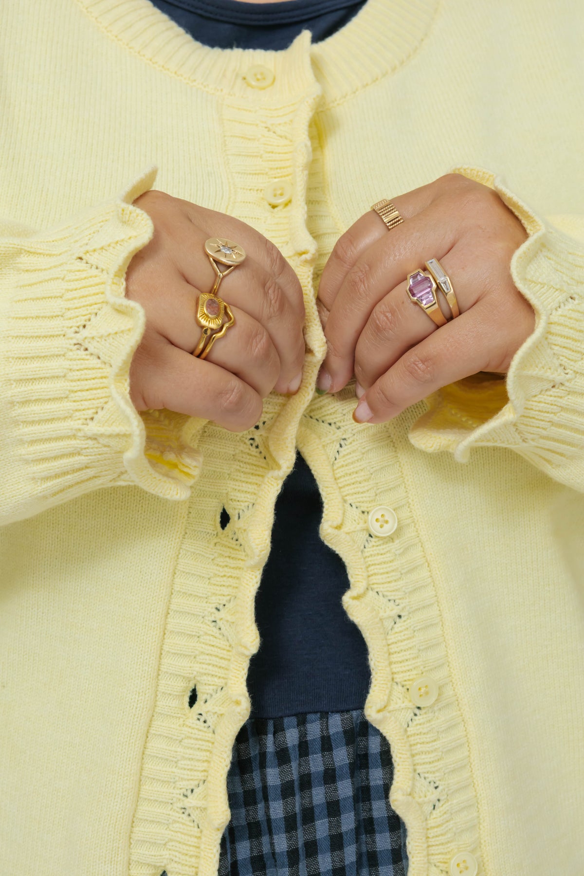 Juliet Ruffle Cardigan in Soft Yellow