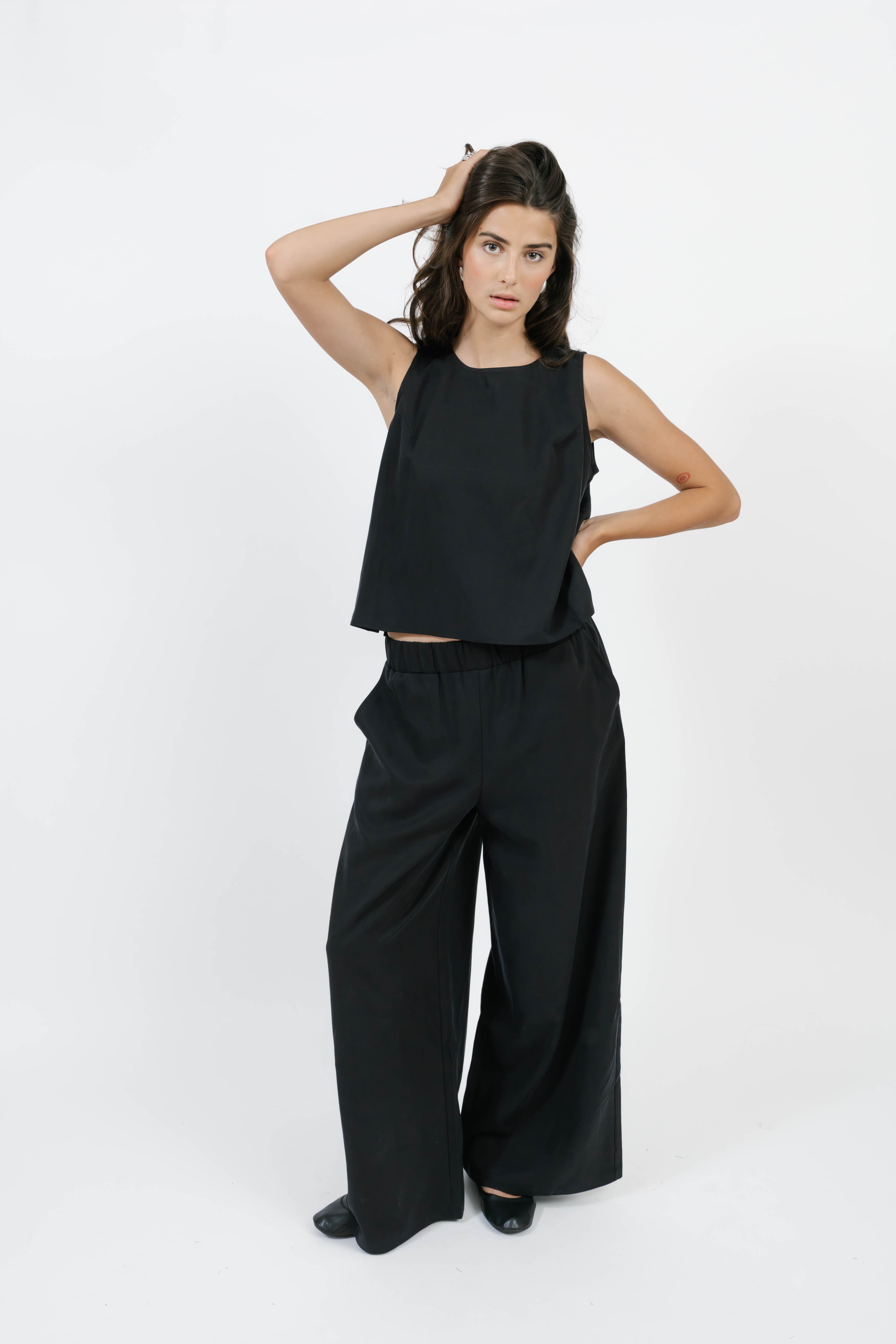 Celine Sleeveless Top in Soft Black
