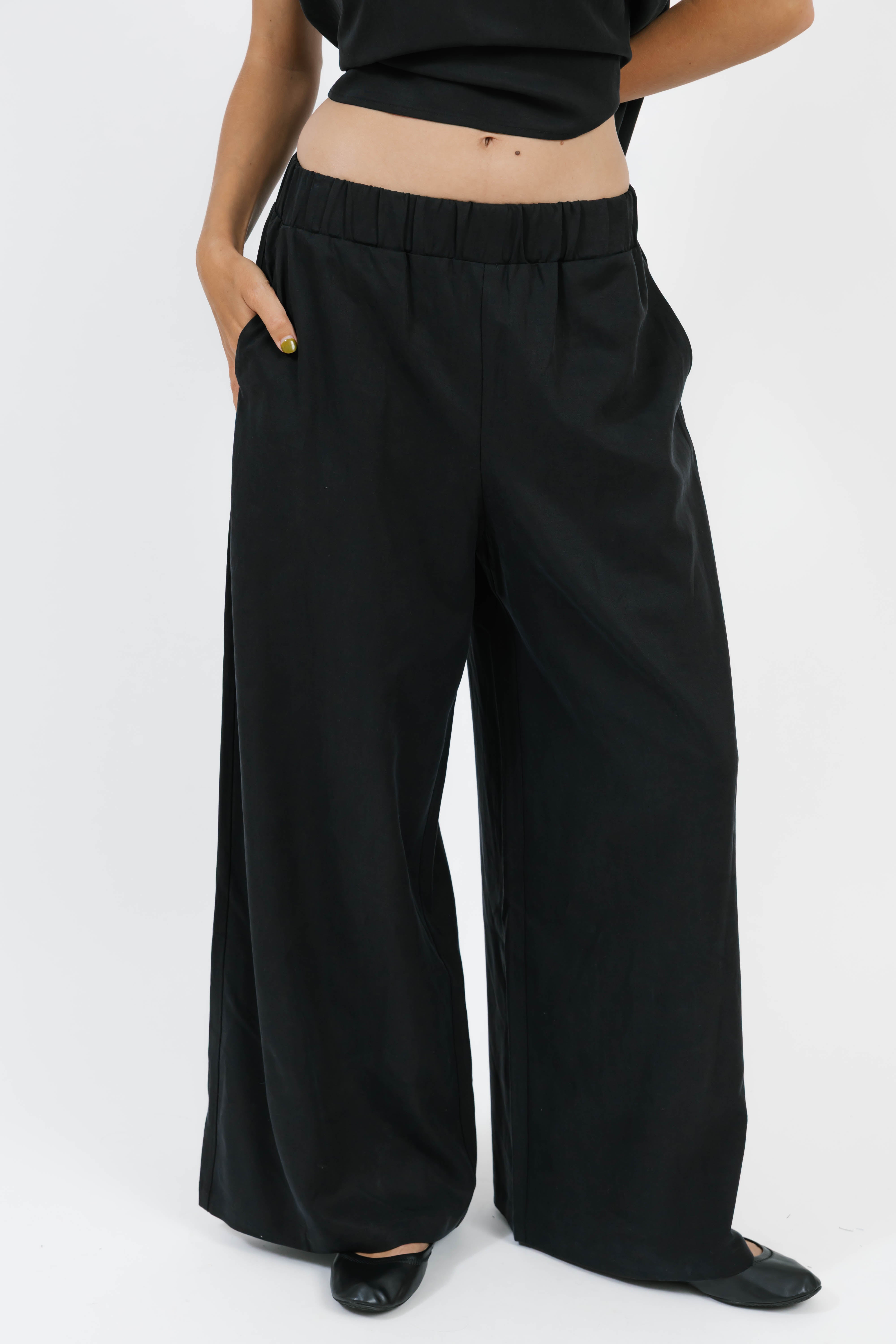 Celine Wide Leg Pants in Soft Black