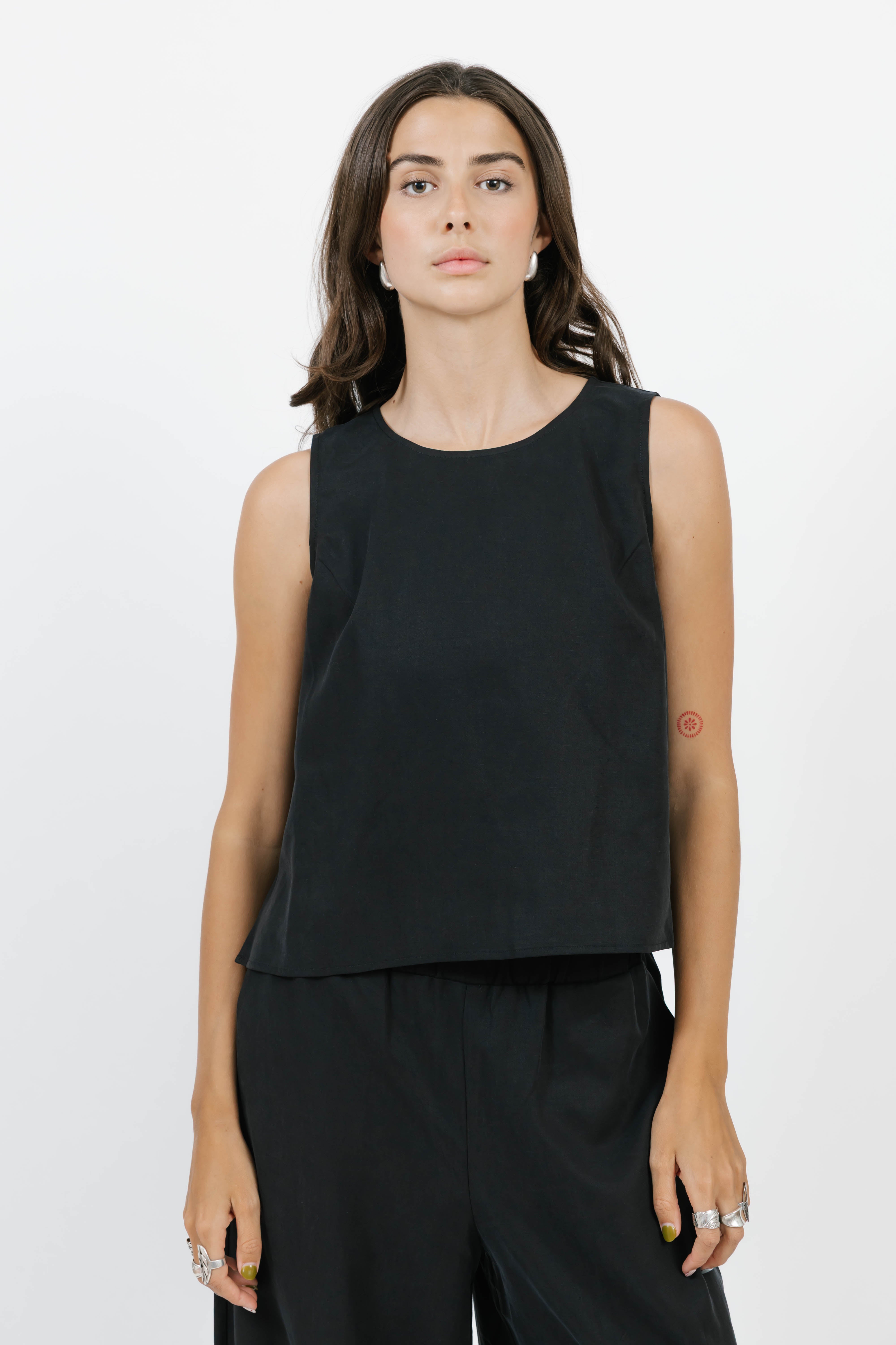 Celine Sleeveless Top in Soft Black