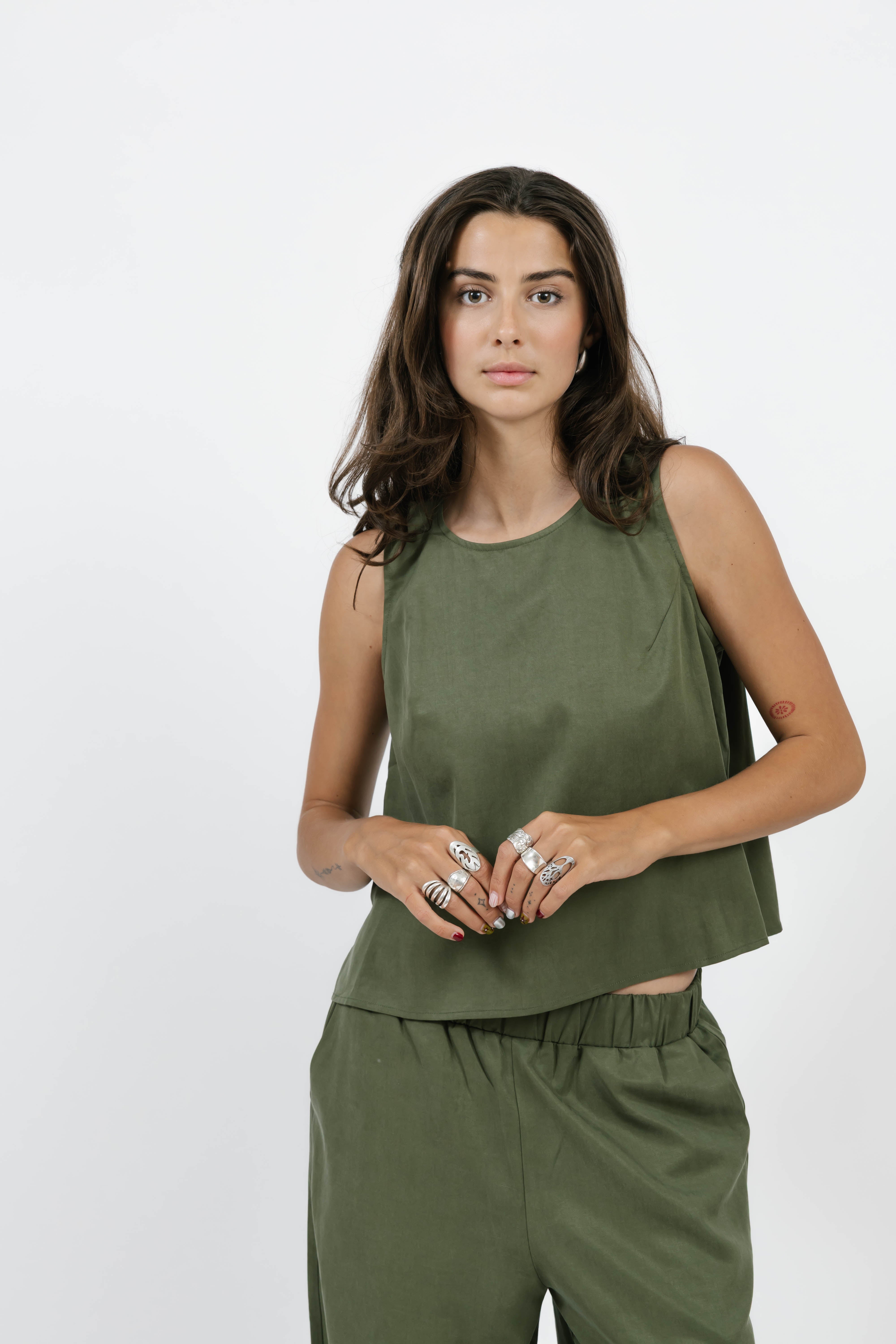 Celine Sleeveless Top in Olive