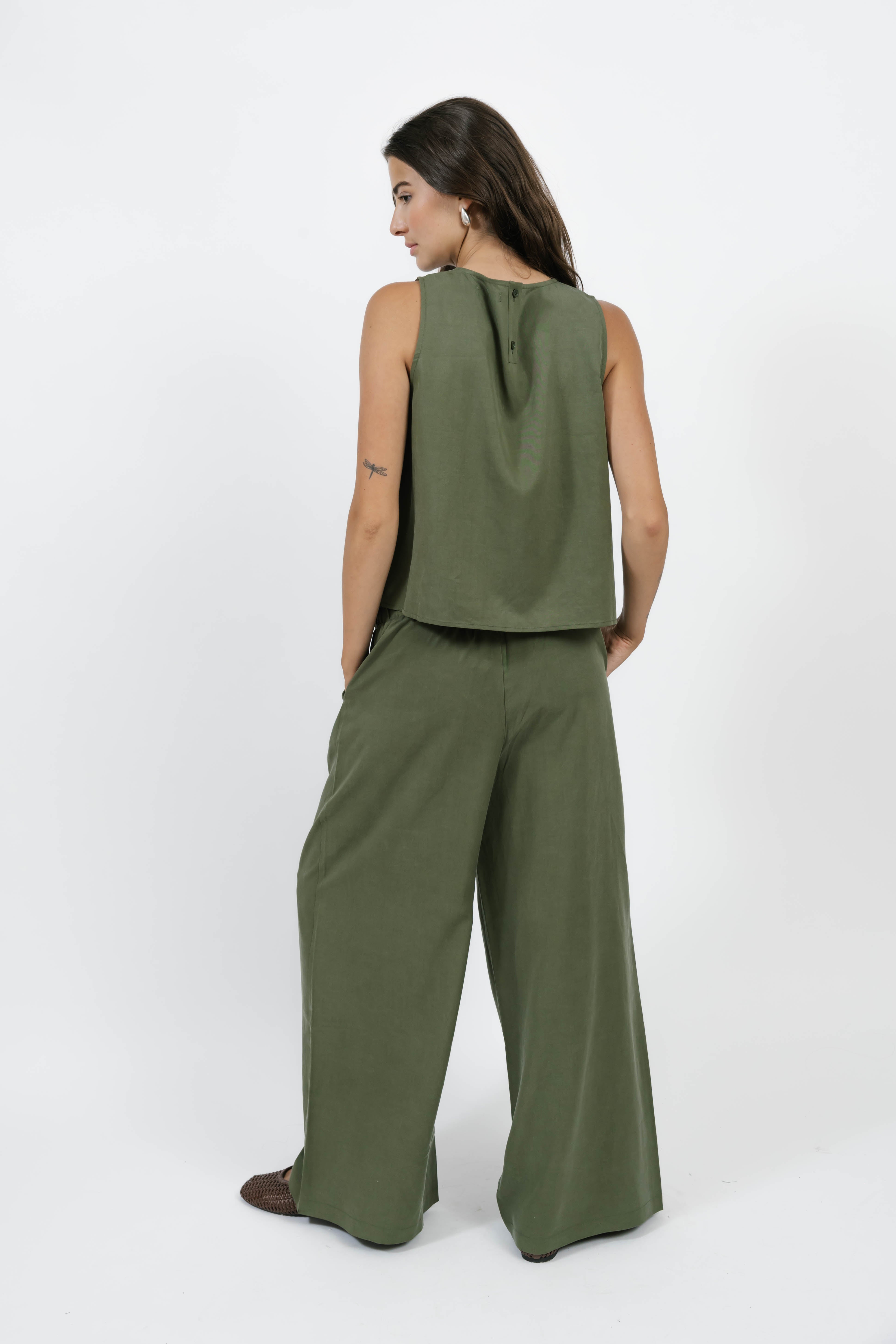 Celine Sleeveless Top in Olive
