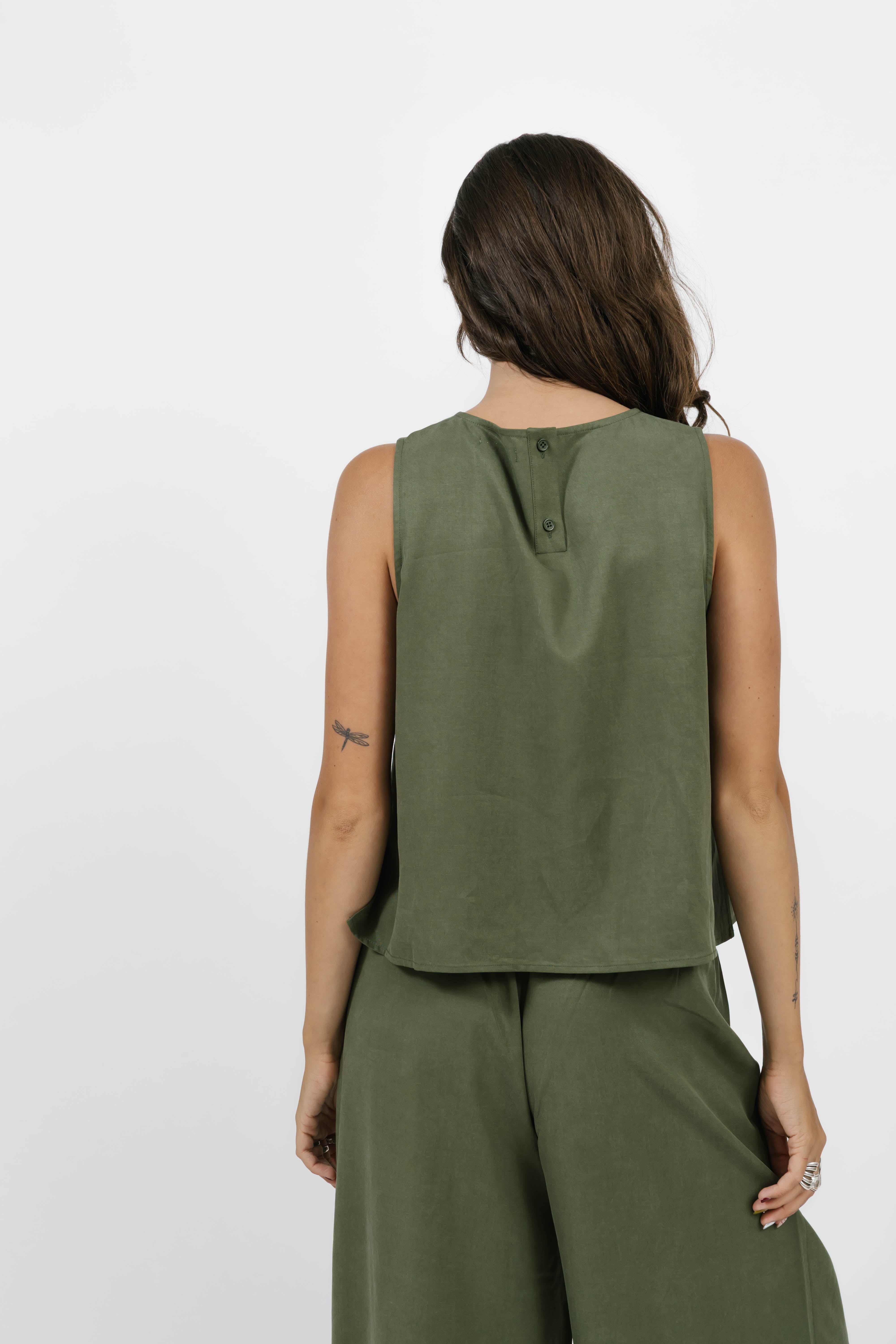Celine Sleeveless Top in Olive
