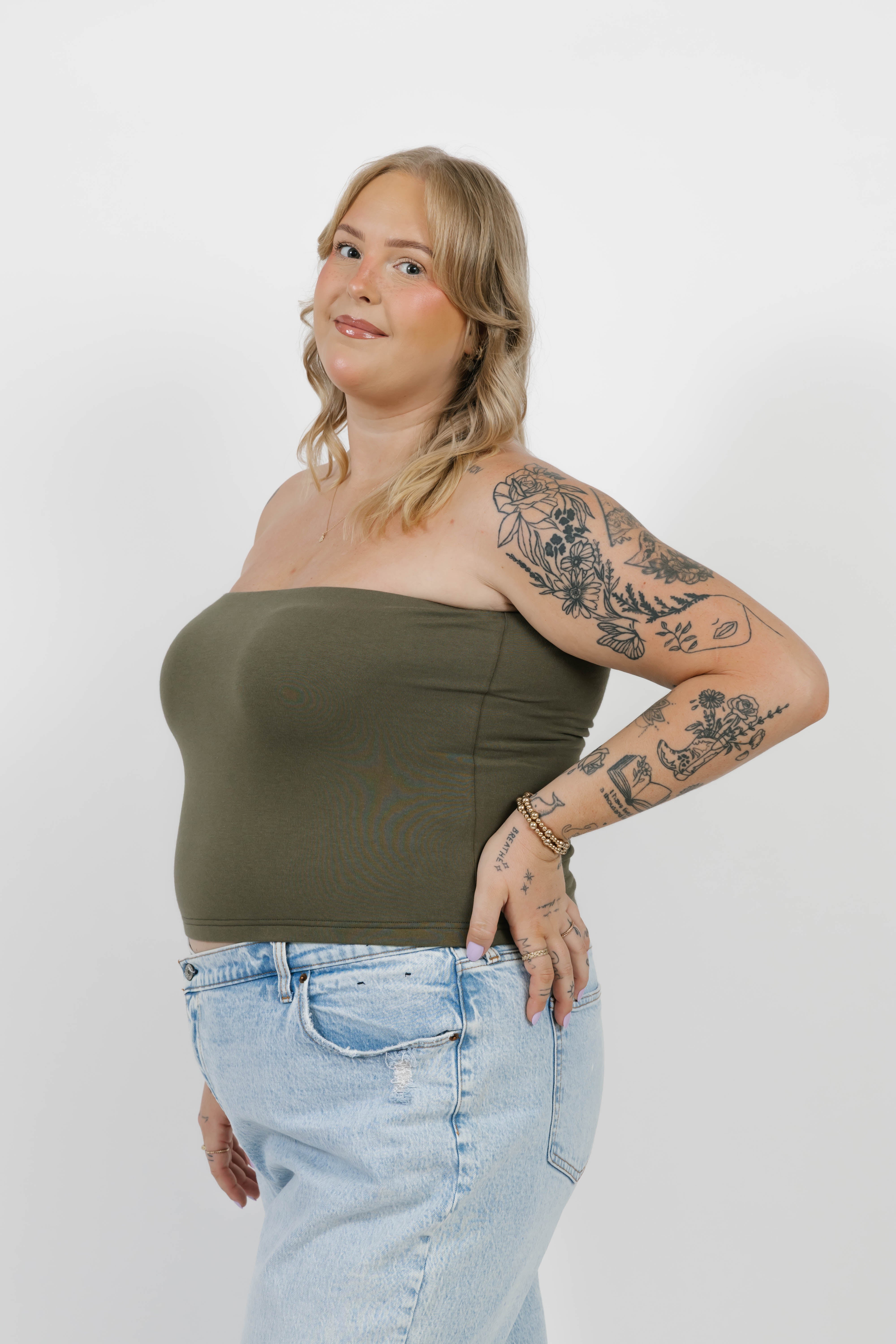 Body Love Tube Top in Olive Green