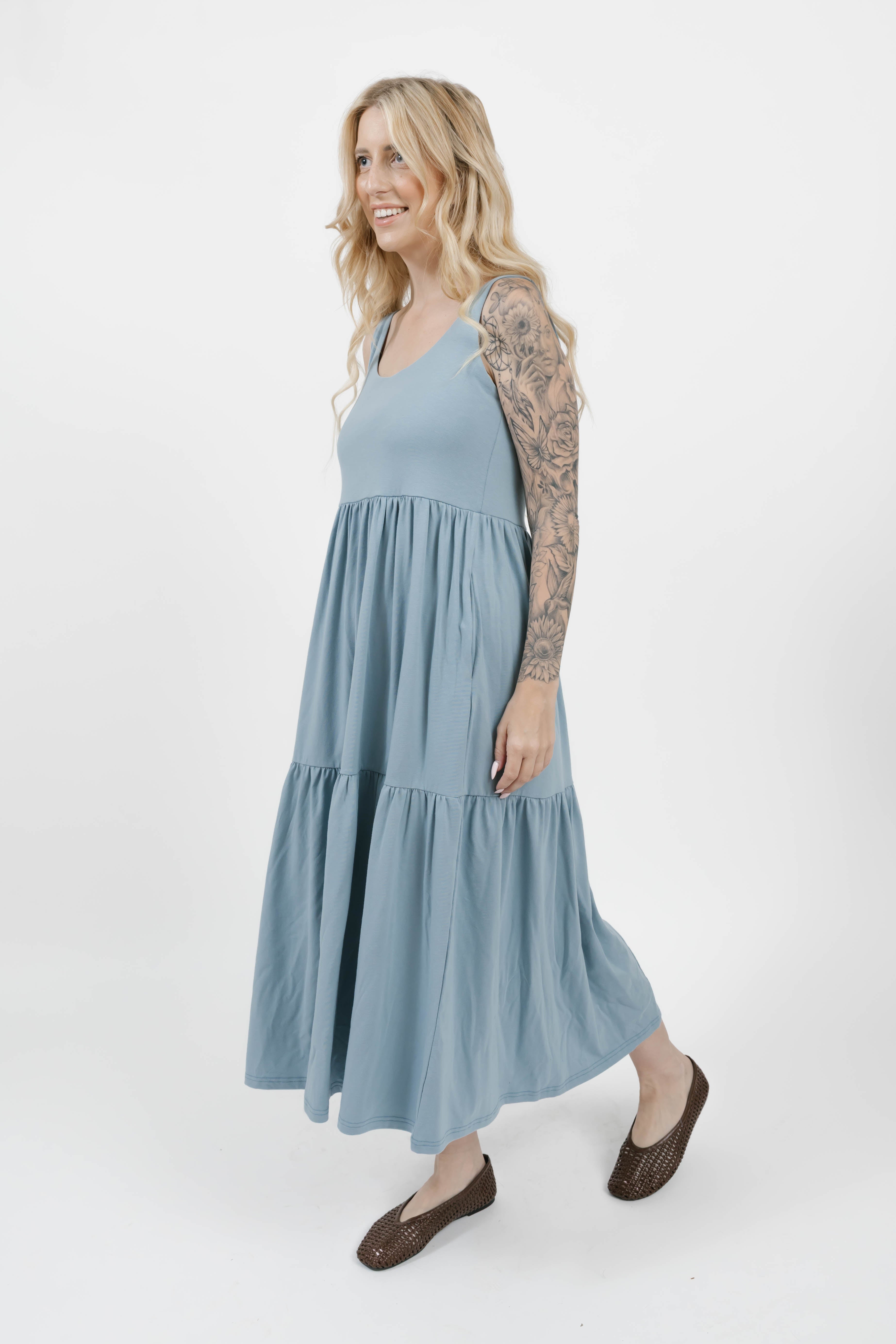 Lake Maxi Dress in Dusty Light Blue