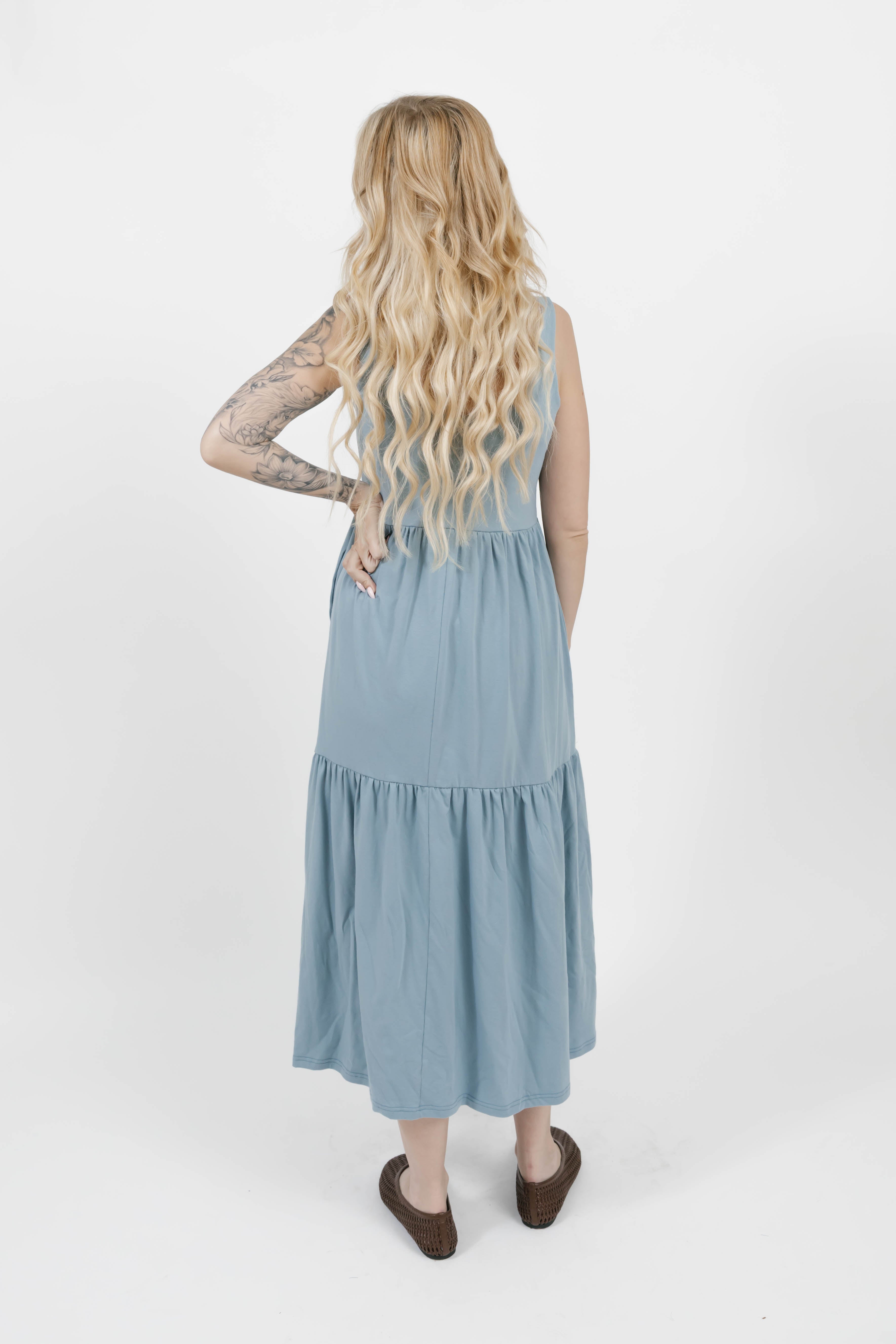 Lake Maxi Dress in Dusty Light Blue
