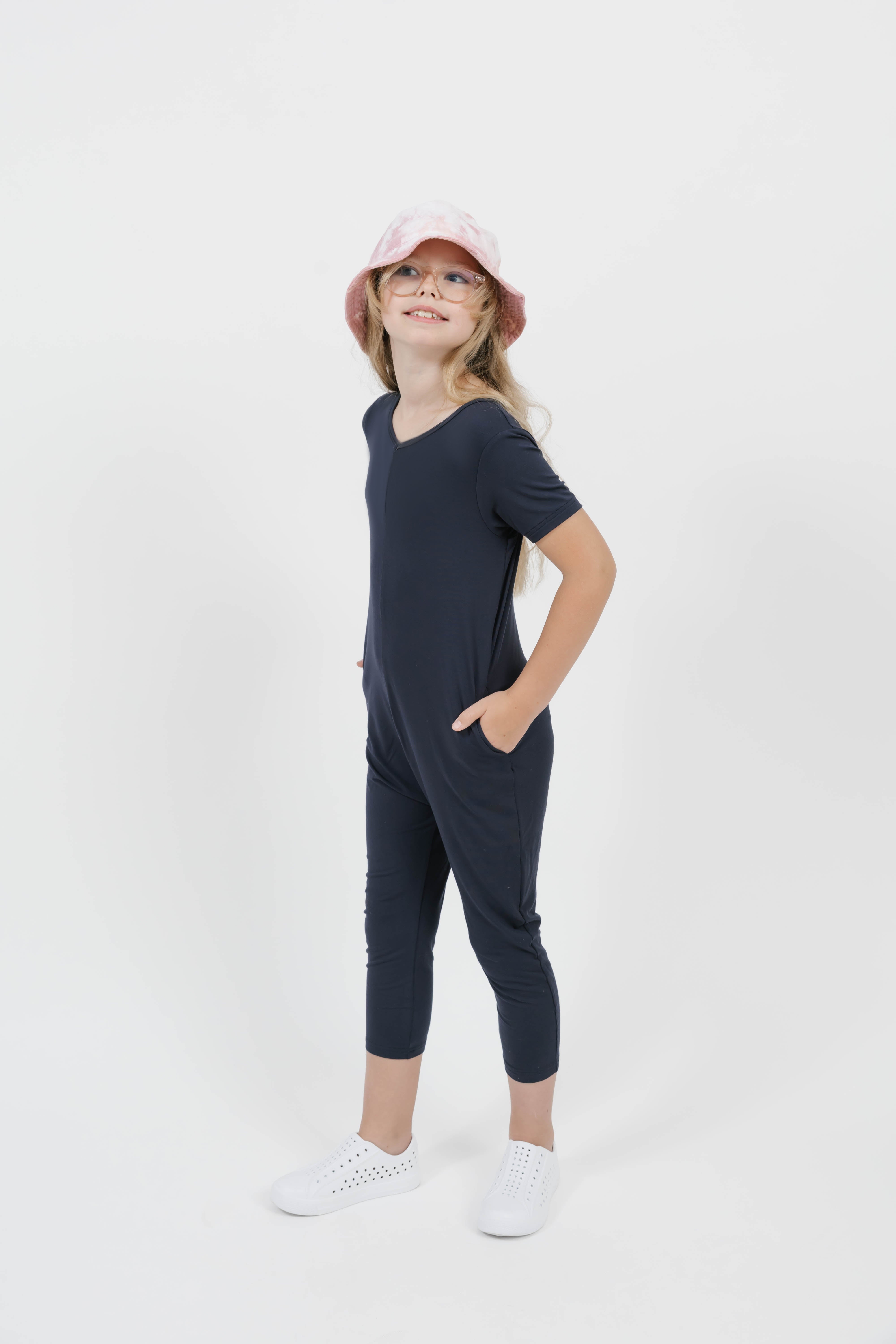 Kids Sunday Romper in Navy