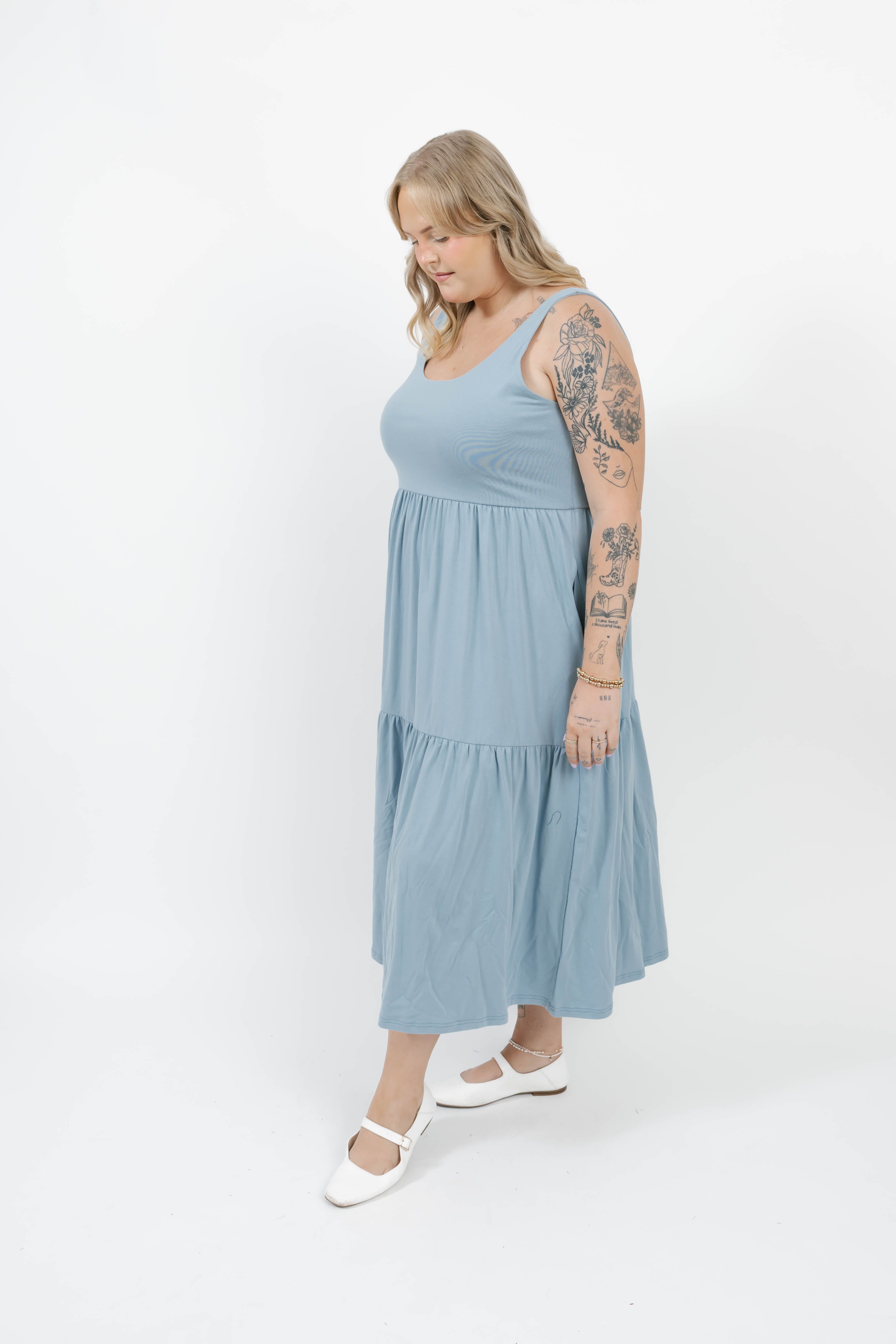 Lake Maxi Dress in Dusty Light Blue