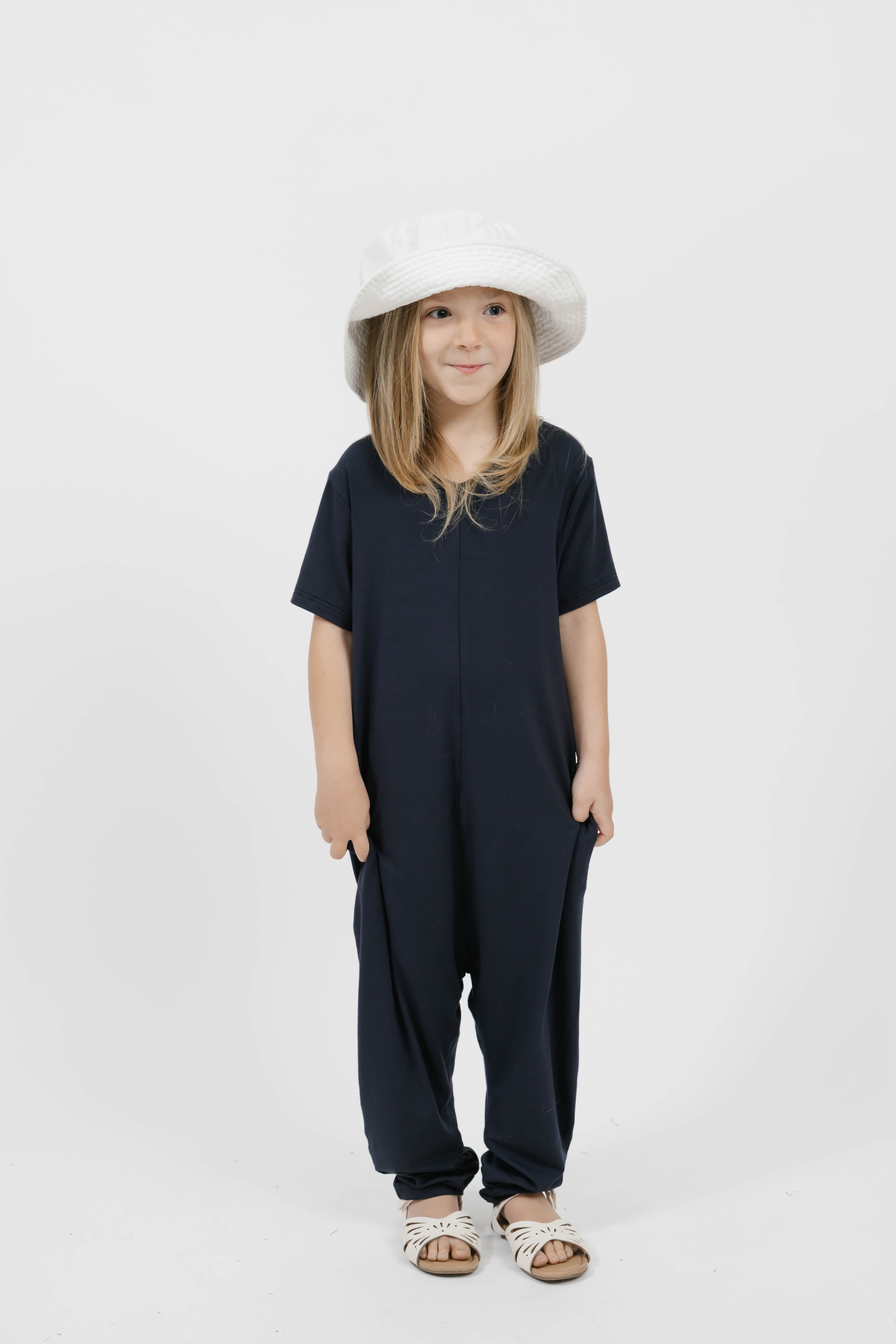 Kids Sunday Romper in Navy