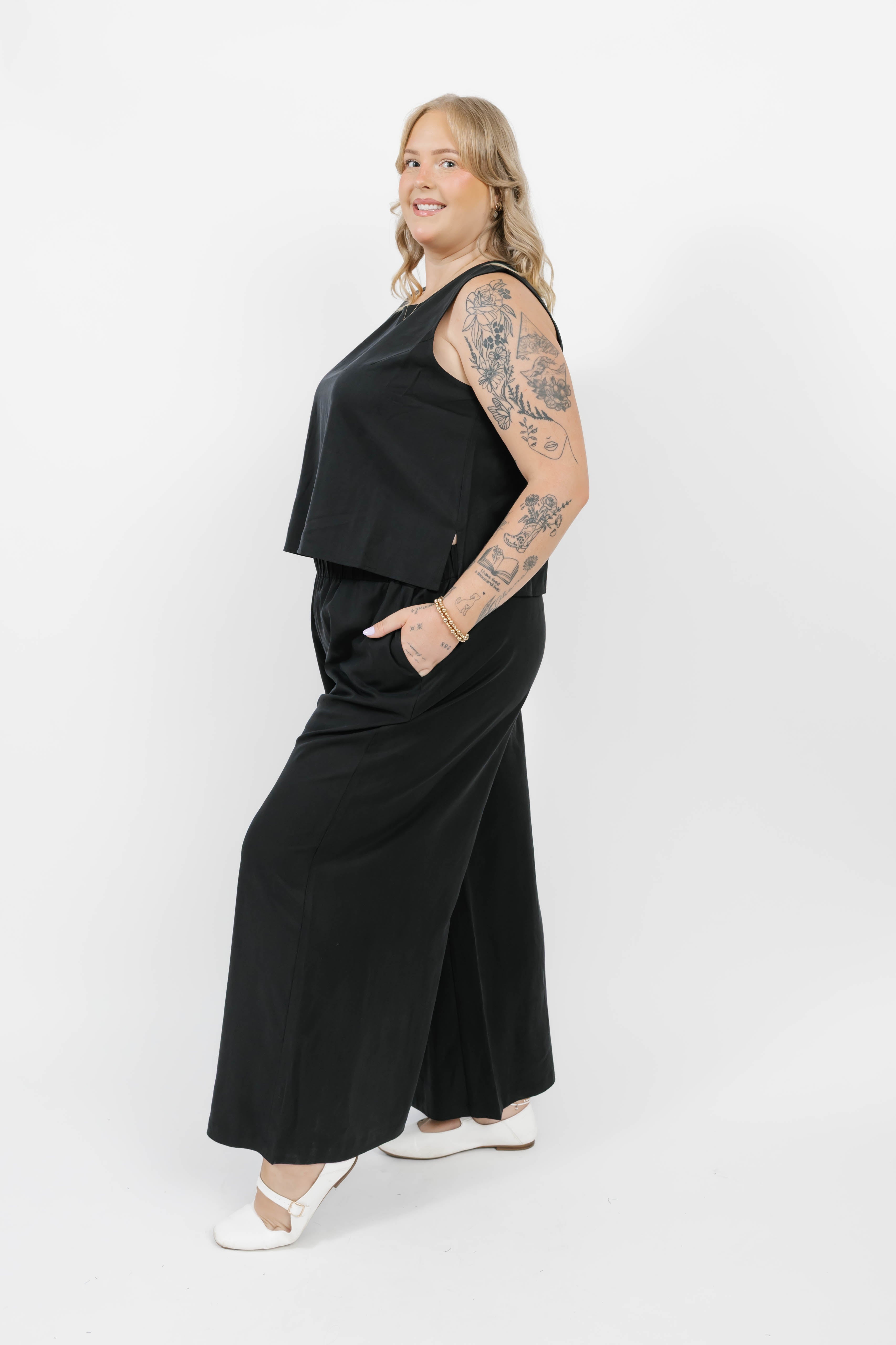 Celine Sleeveless Top in Soft Black