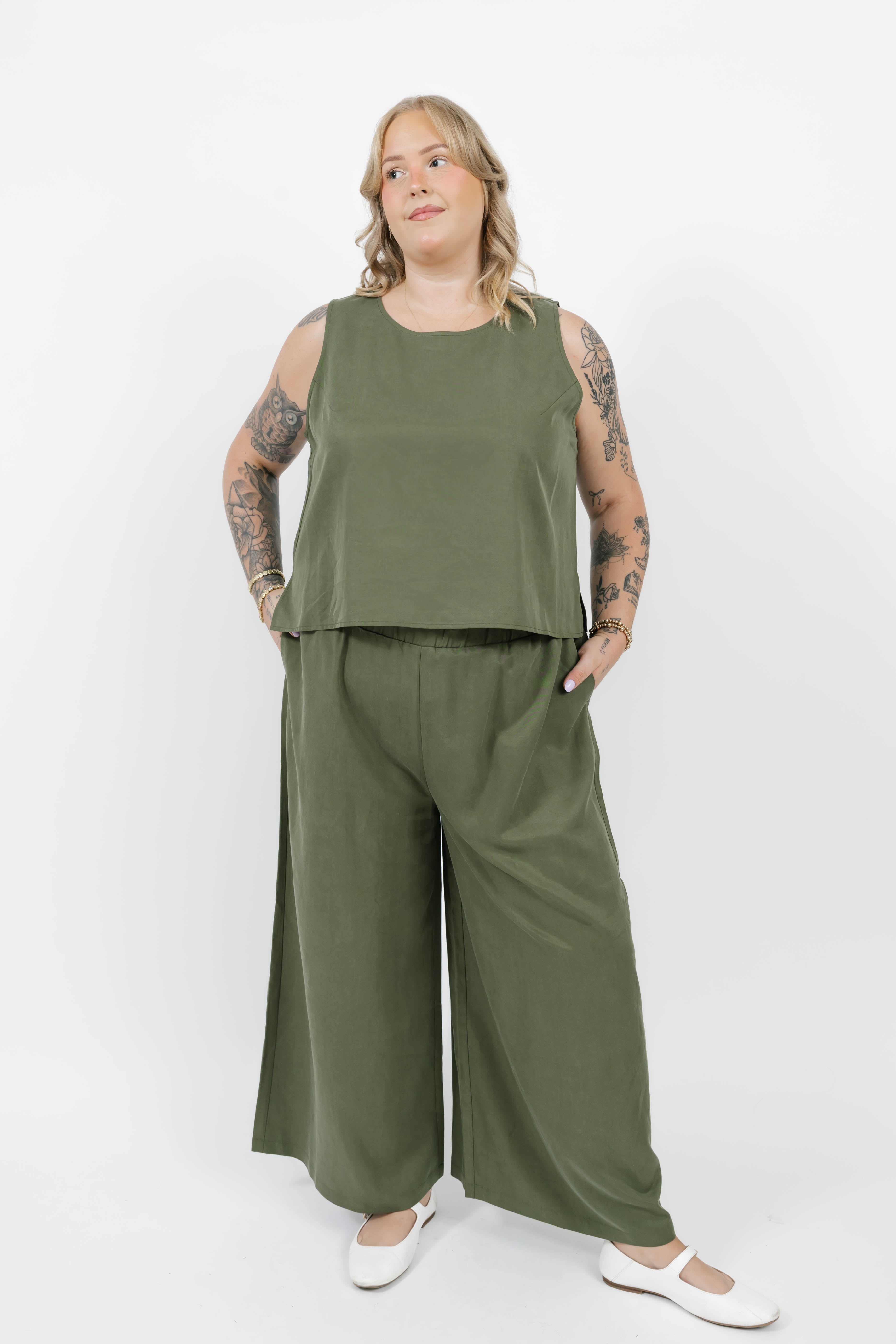 Celine Sleeveless Top in Olive