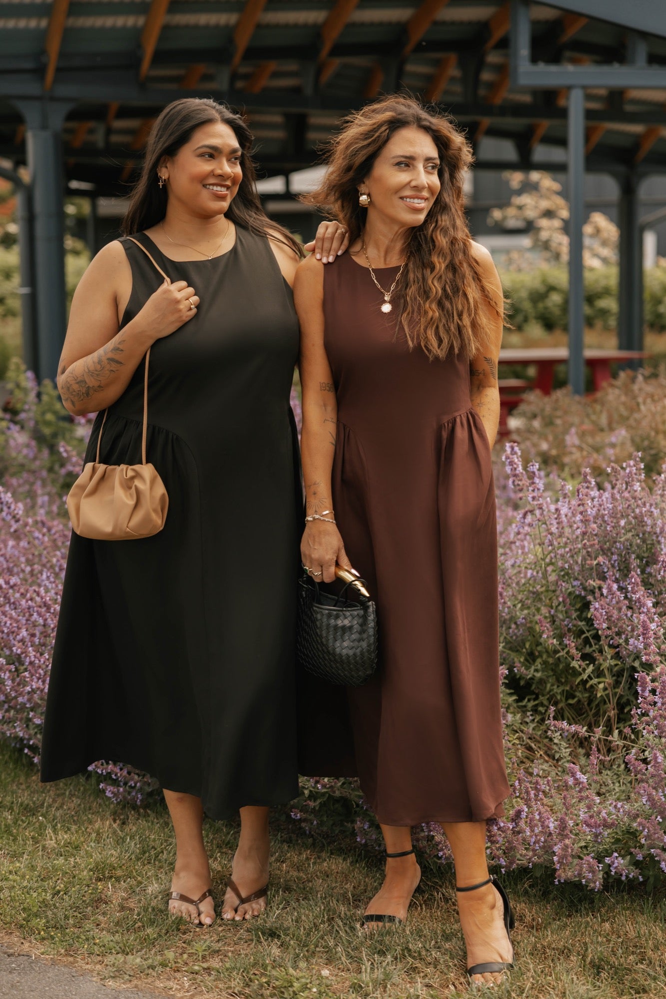 Grace Midi Dress in Rich Brown