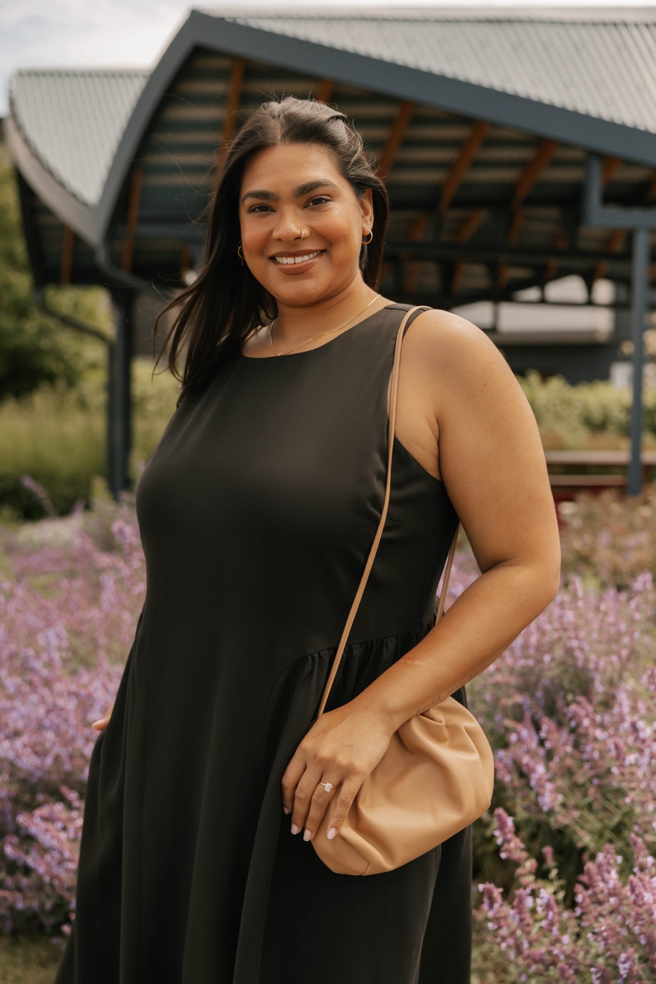 Grace Midi Dress in Midnight Black