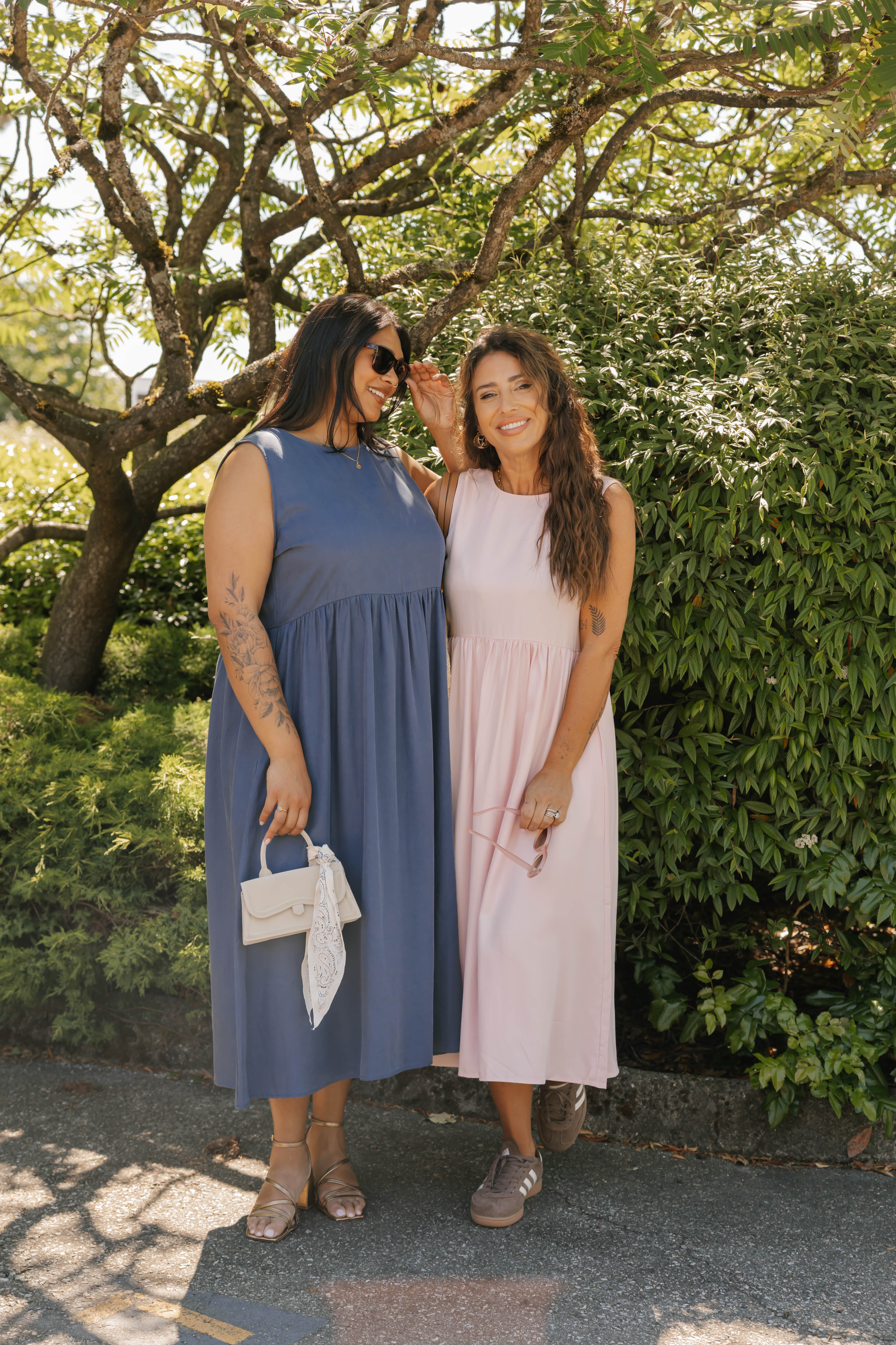 Celeste Reversible Bow Tie Midi Dress in Vintage Indigo