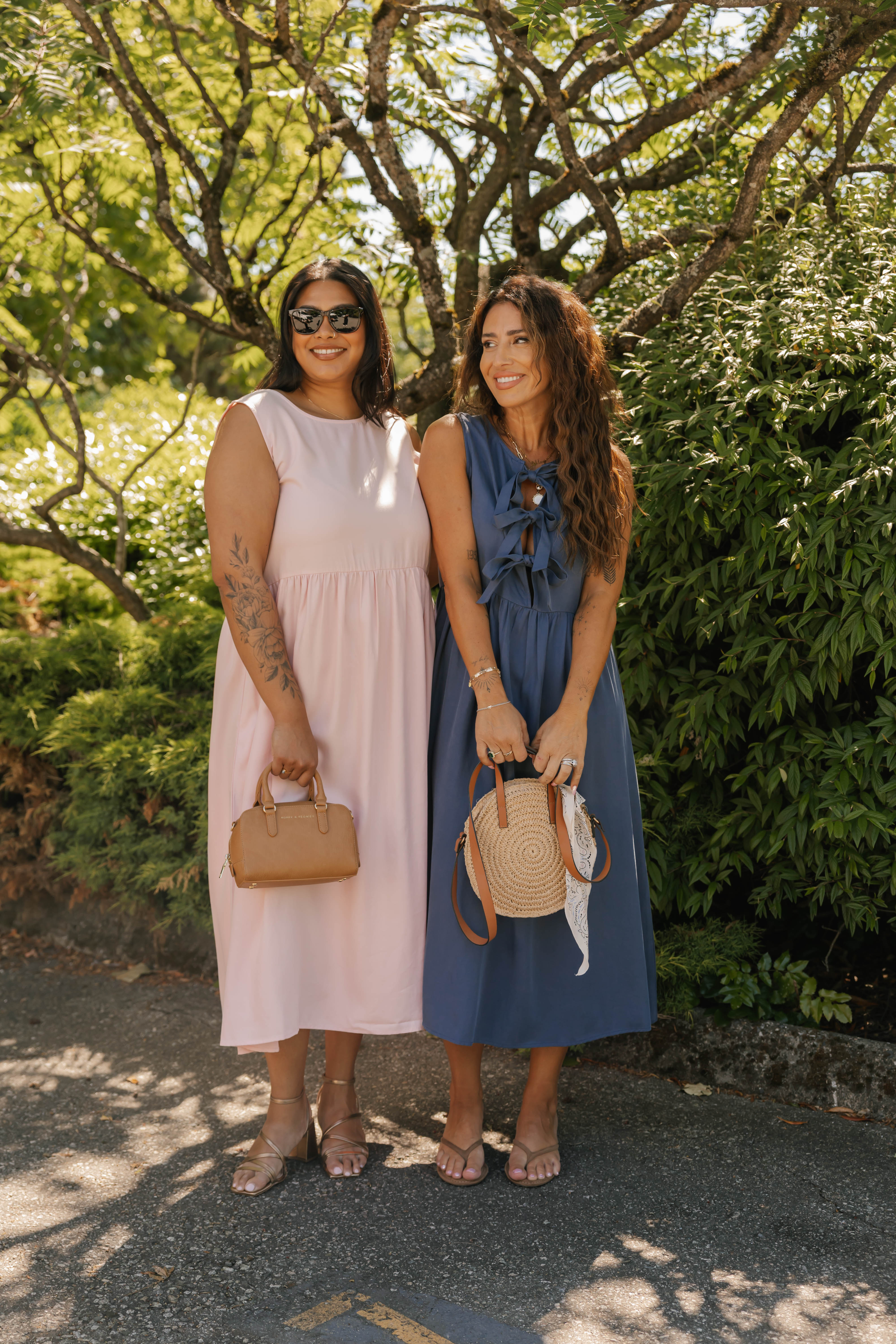 Celeste Reversible Bow Tie Midi Dress in Vintage Indigo