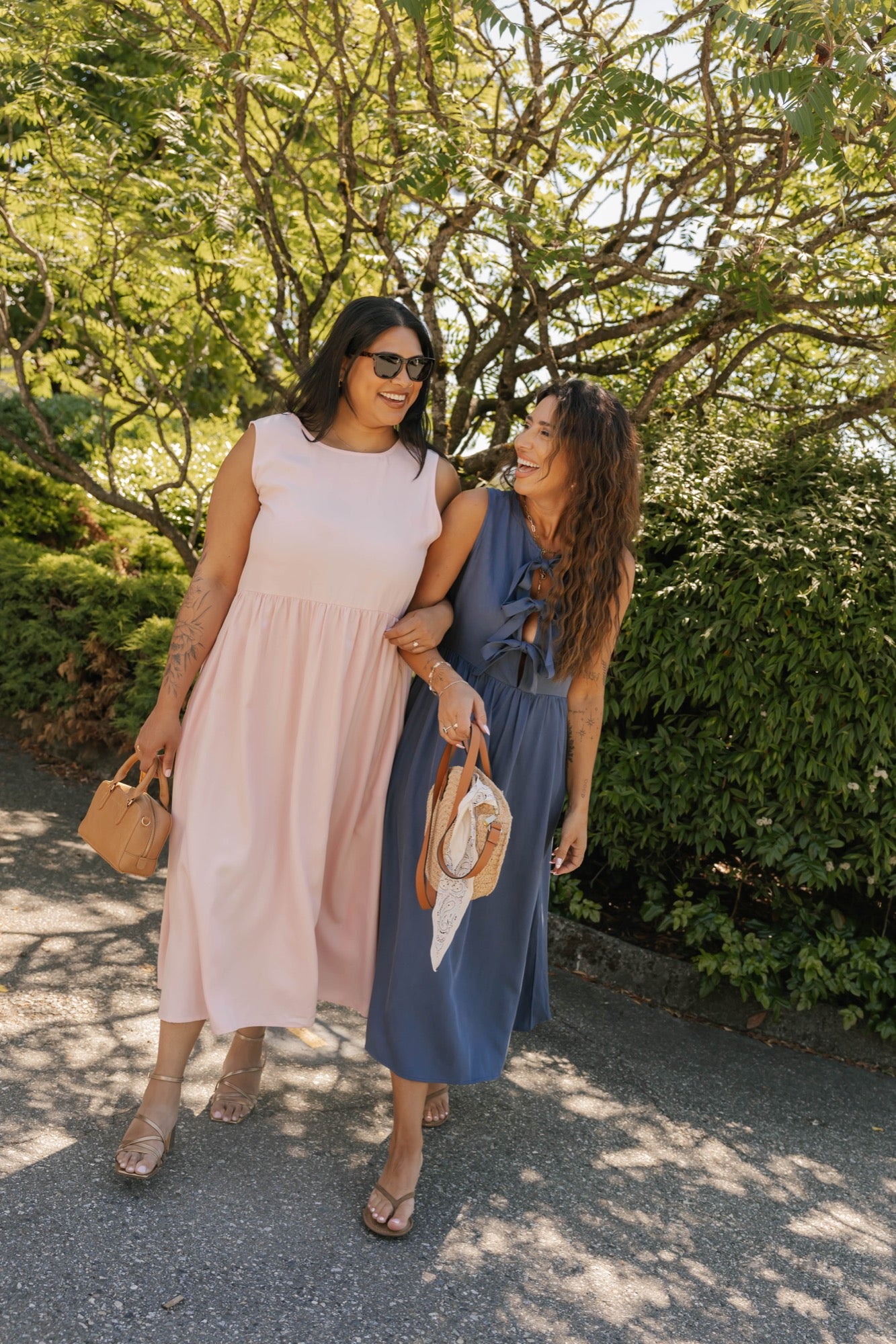 Celeste Reversible Bow Tie Midi Dress in Soft Pink