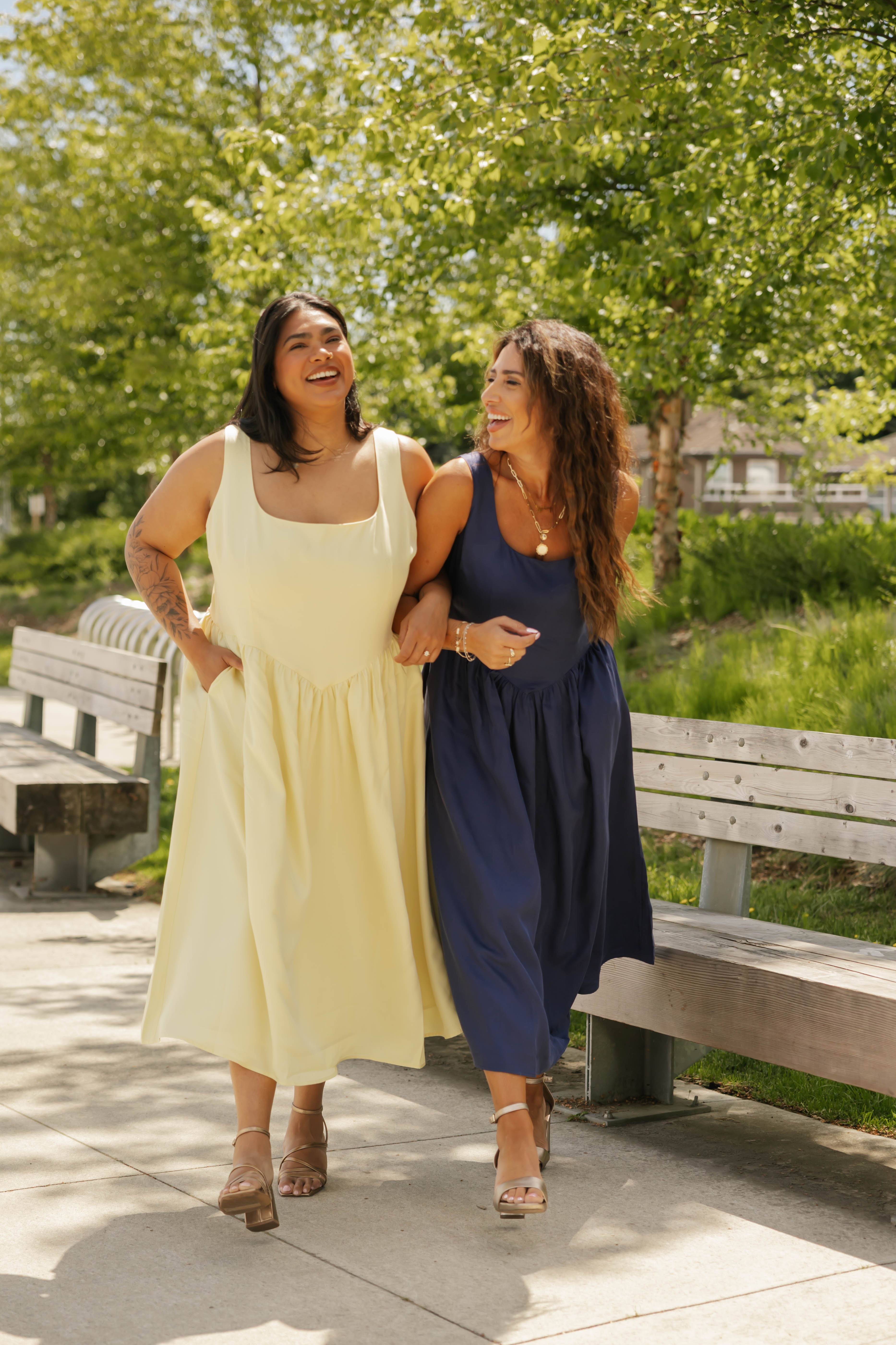 Georgia Midi Dress in Butter Yellow