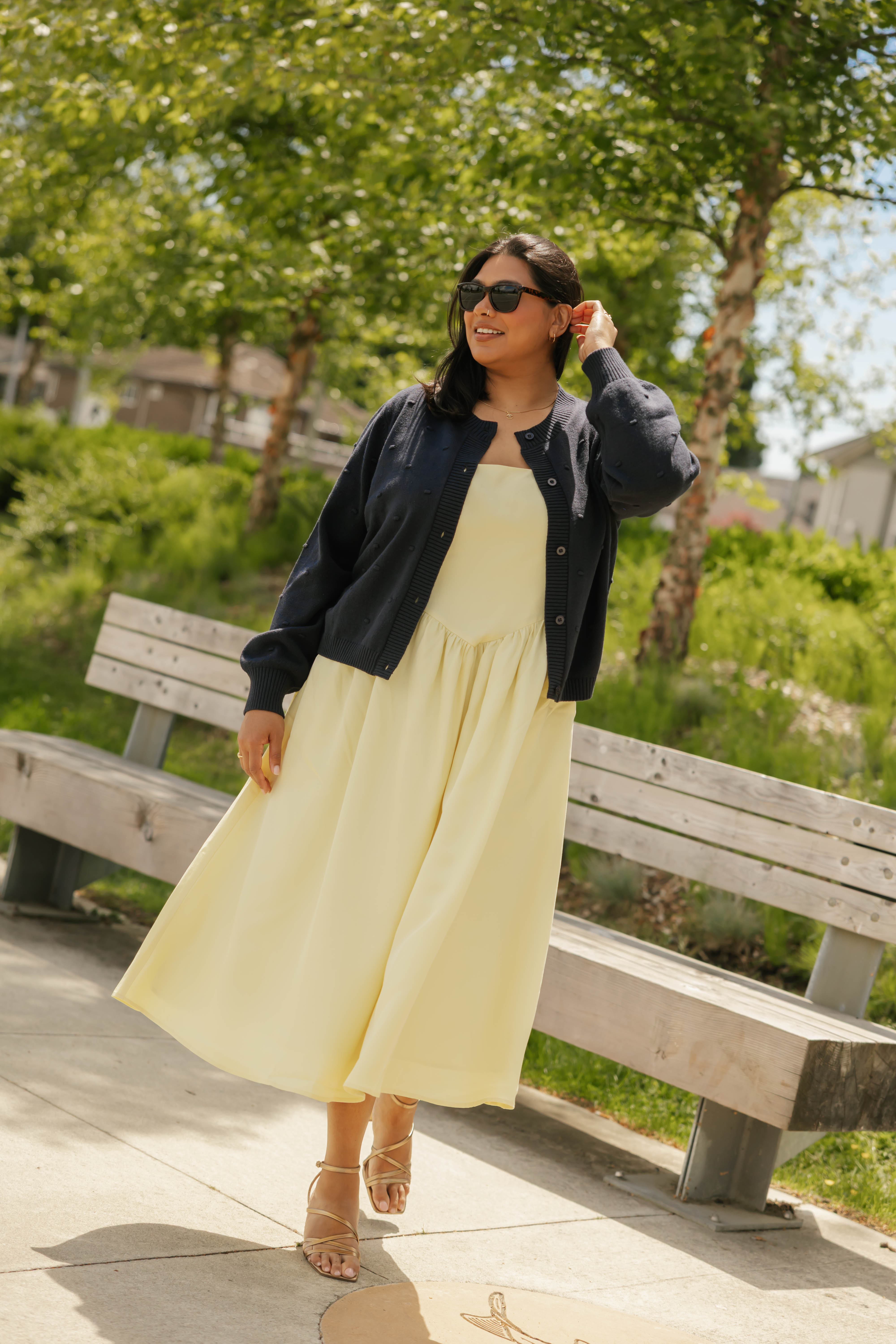 Georgia Midi Dress in Butter Yellow