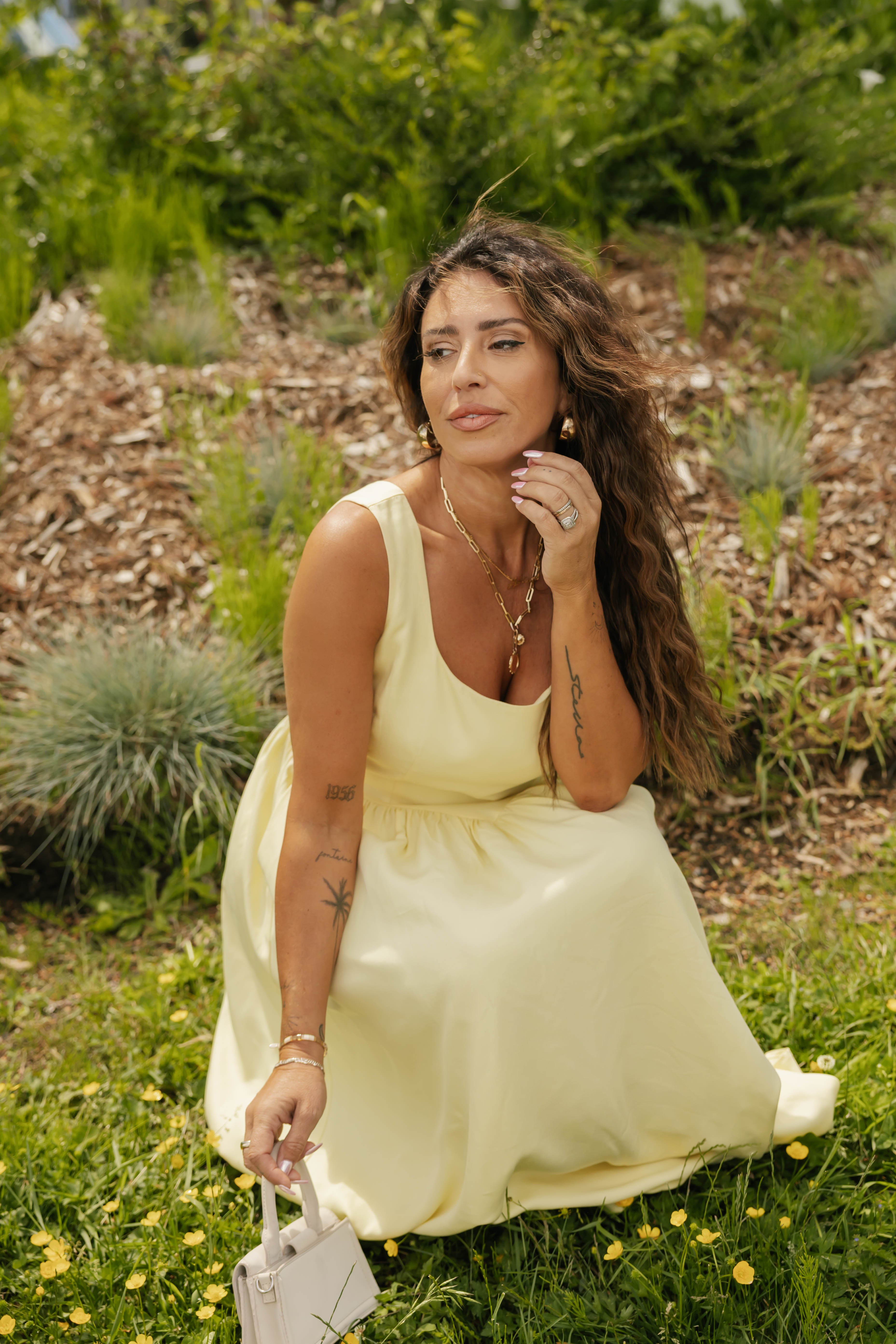 Georgia Midi Dress in Butter Yellow