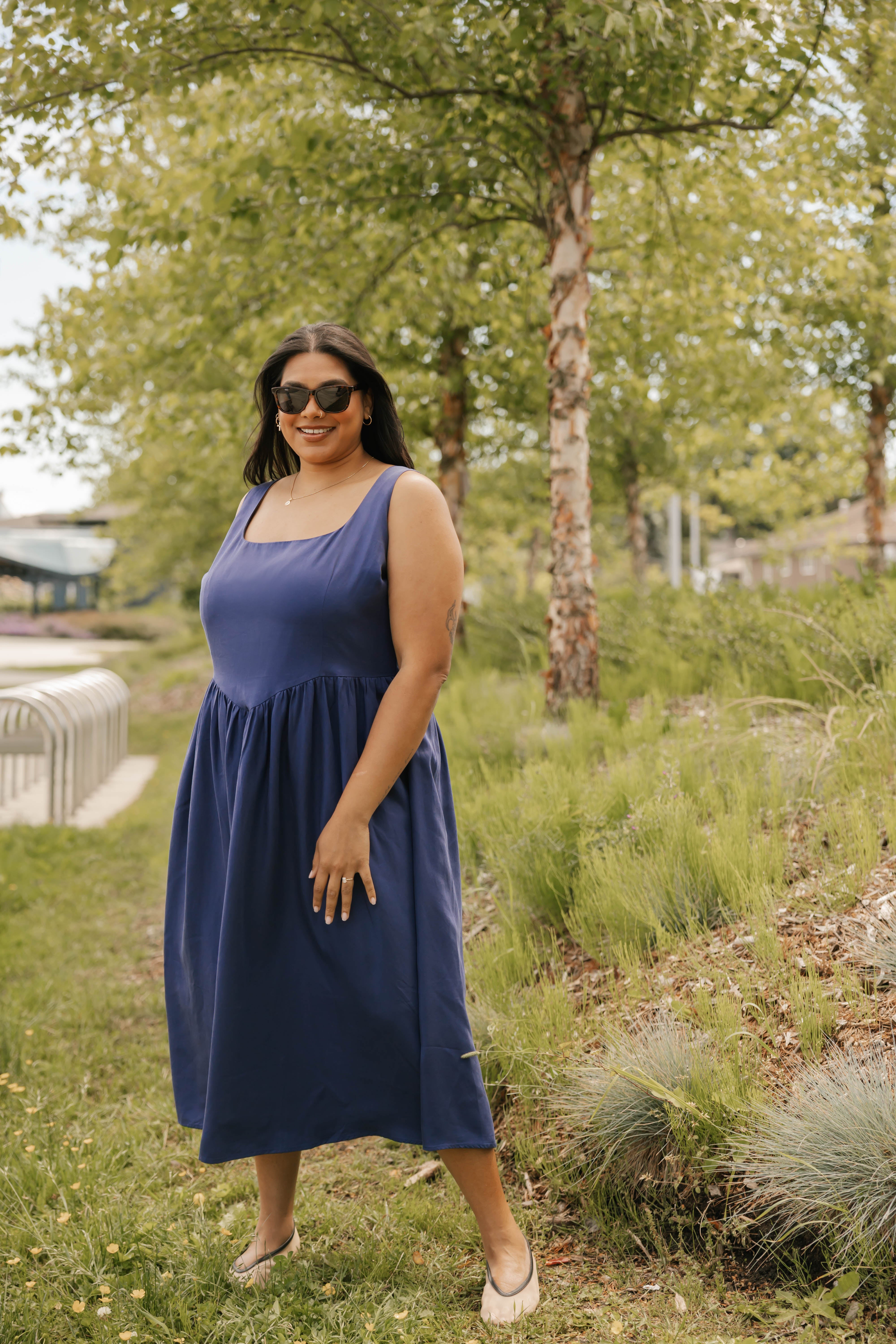 Georgia Midi Dress in True Navy