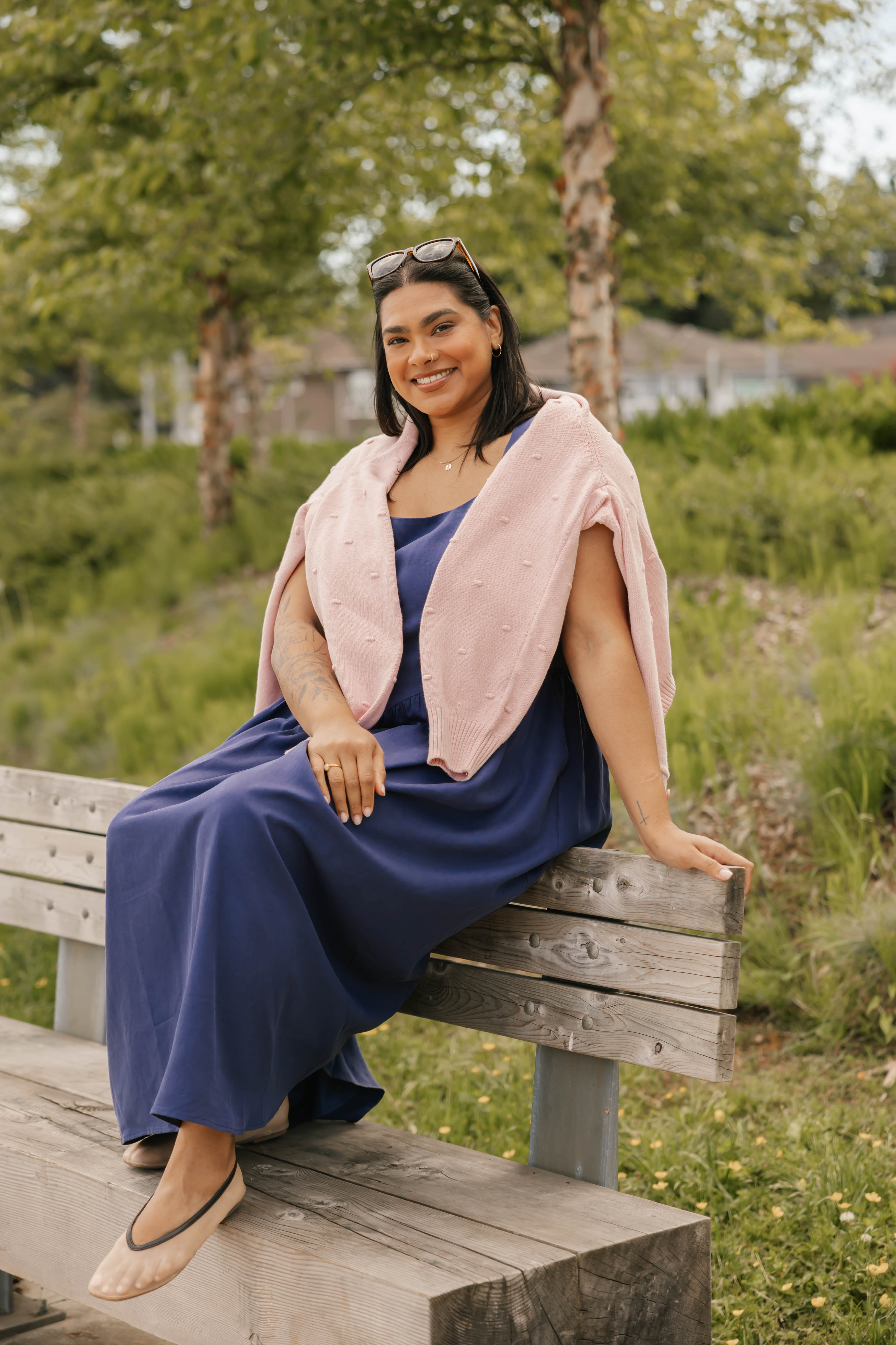 Dot Cardigan in Dusty Pink
