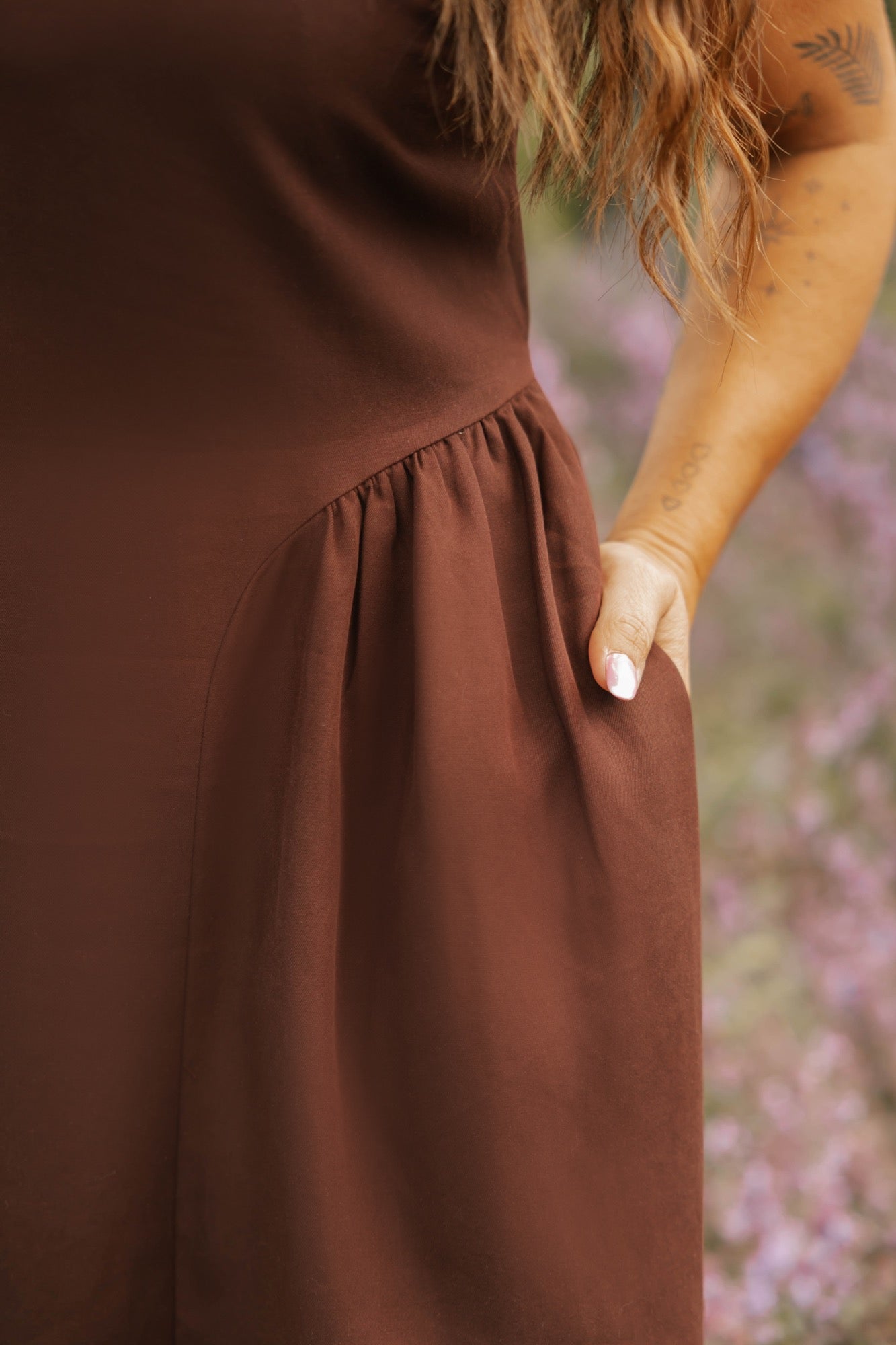 Grace Midi Dress in Rich Brown