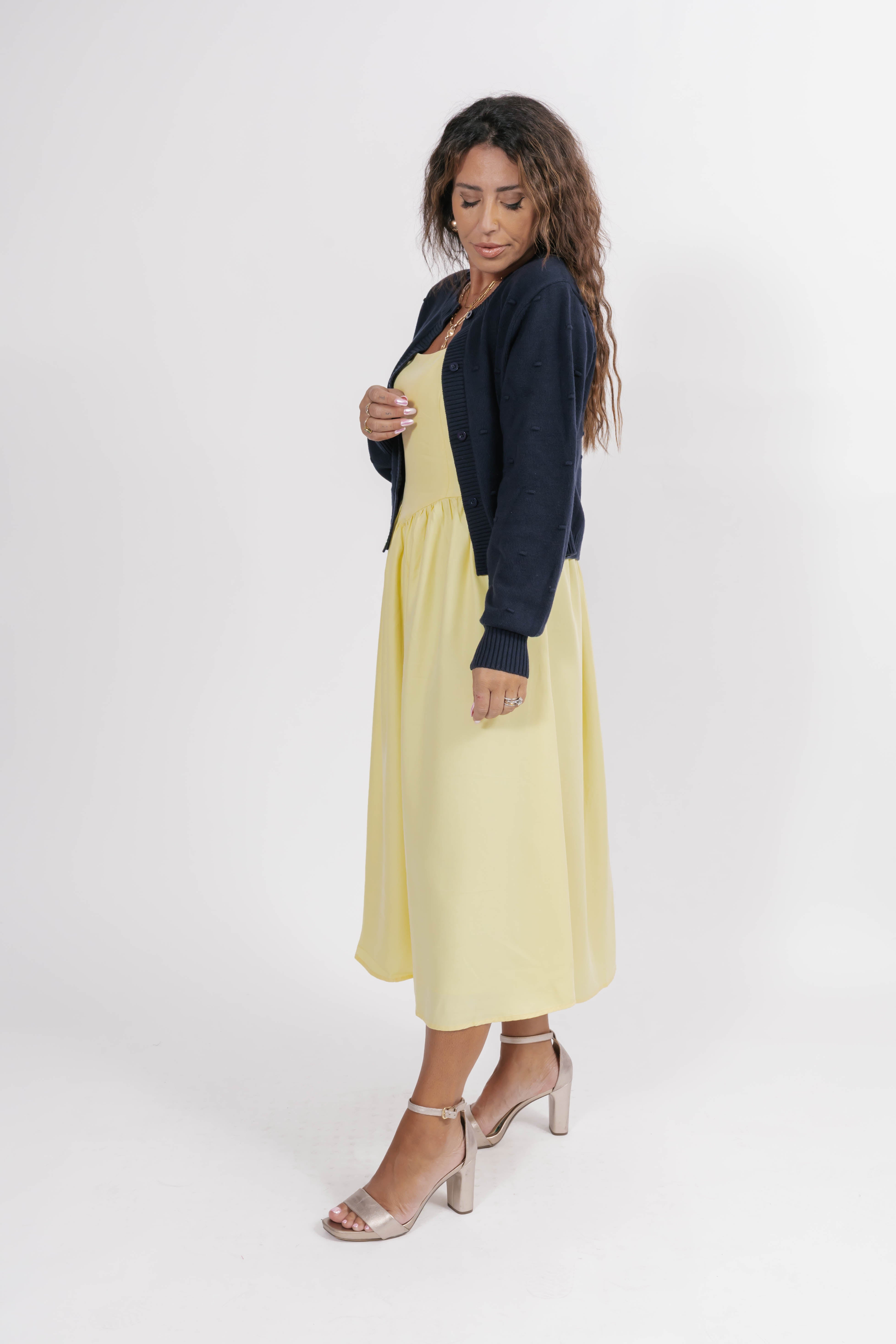 Georgia Midi Dress in Butter Yellow