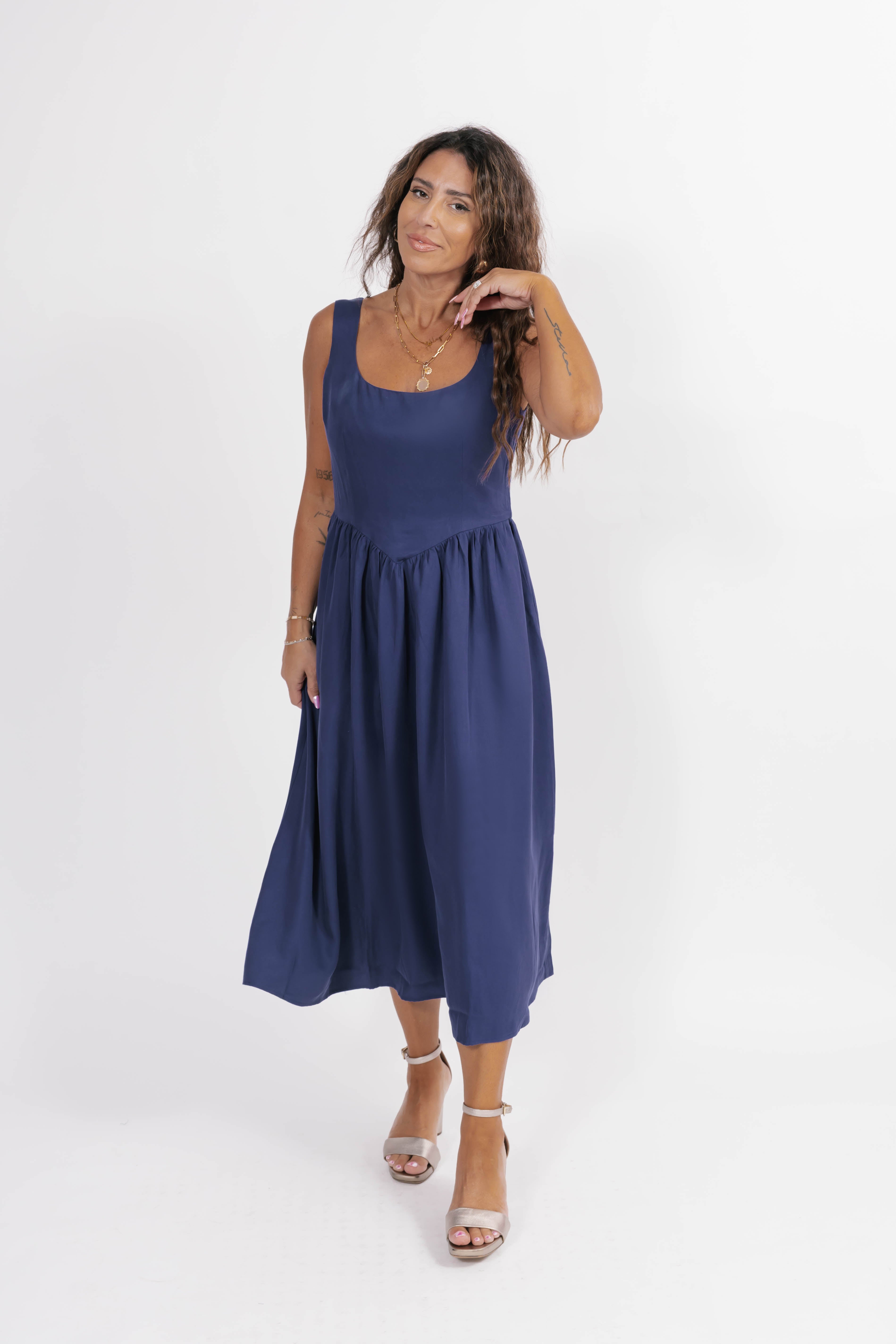 Georgia Midi Dress in True Navy