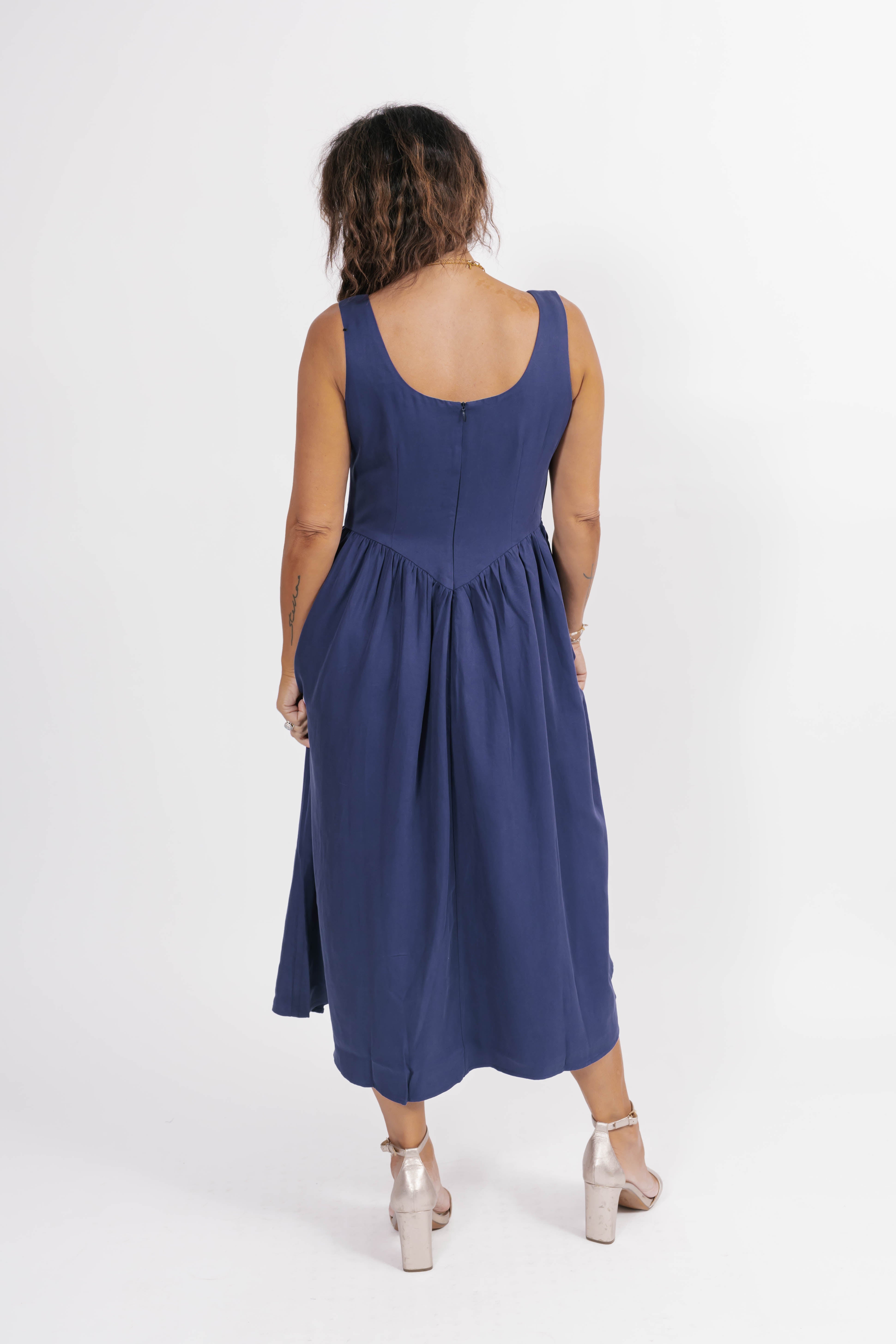 Georgia Midi Dress in True Navy