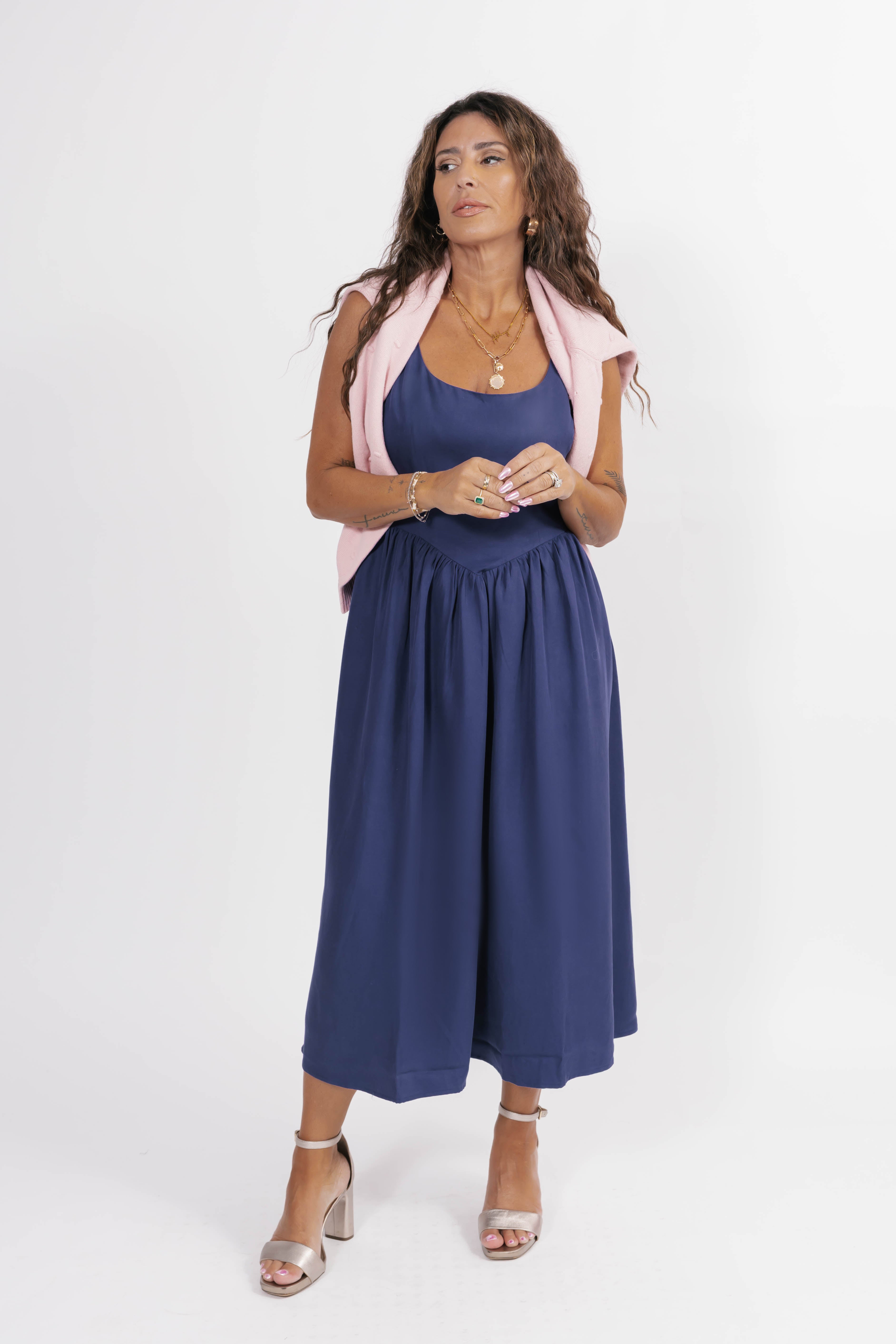 Georgia Midi Dress in True Navy