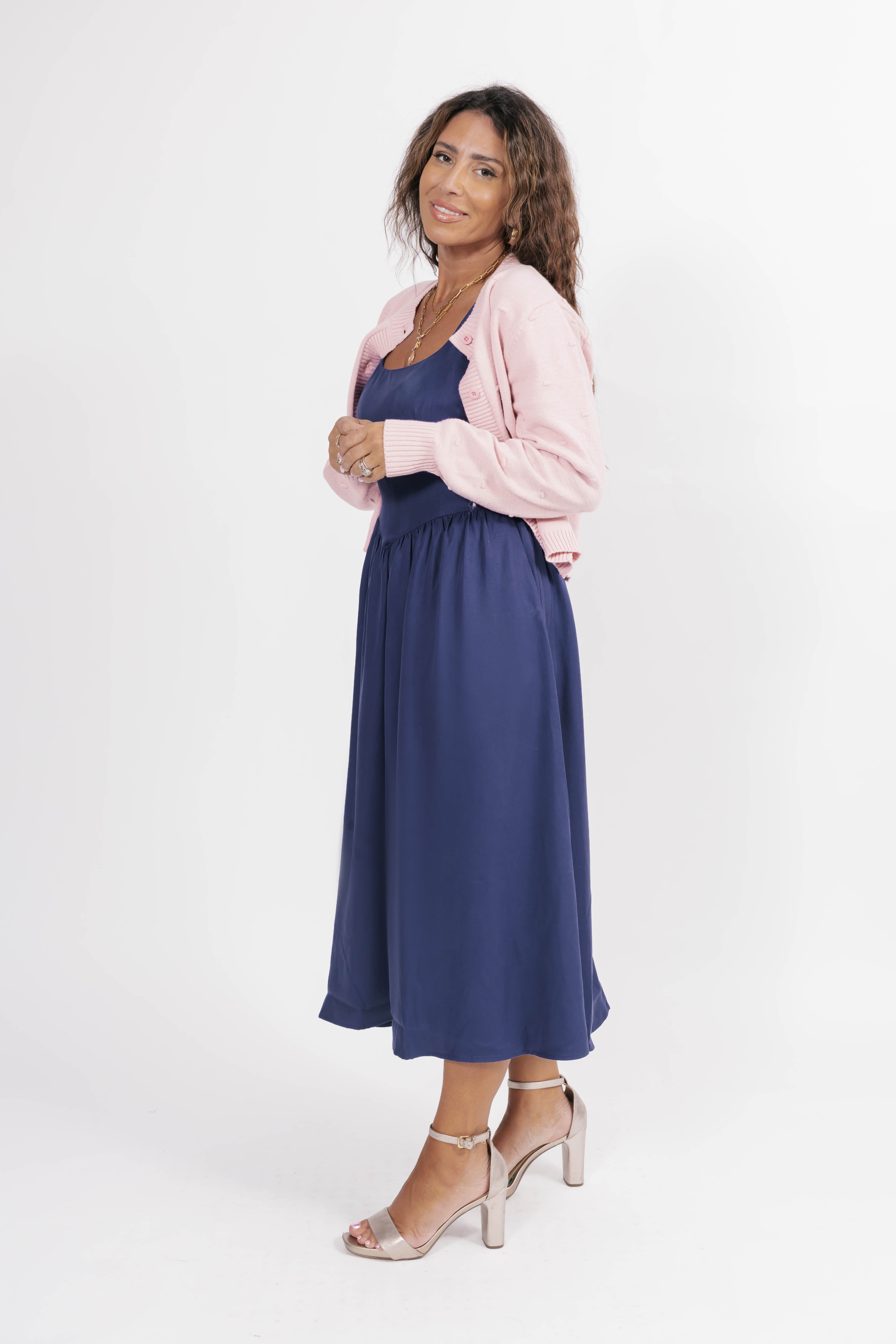 Georgia Midi Dress in True Navy