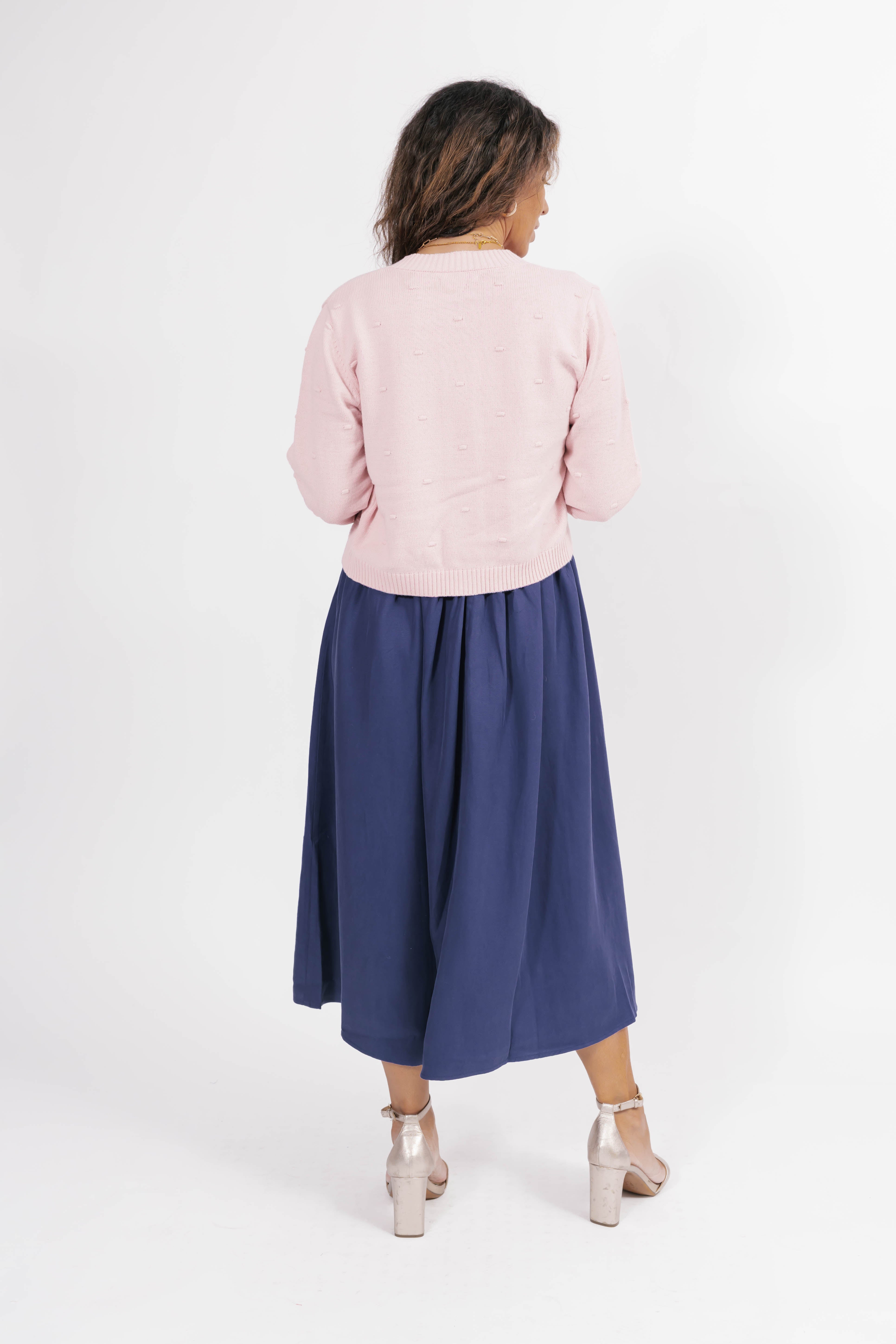 Dot Cardigan in Dusty Pink