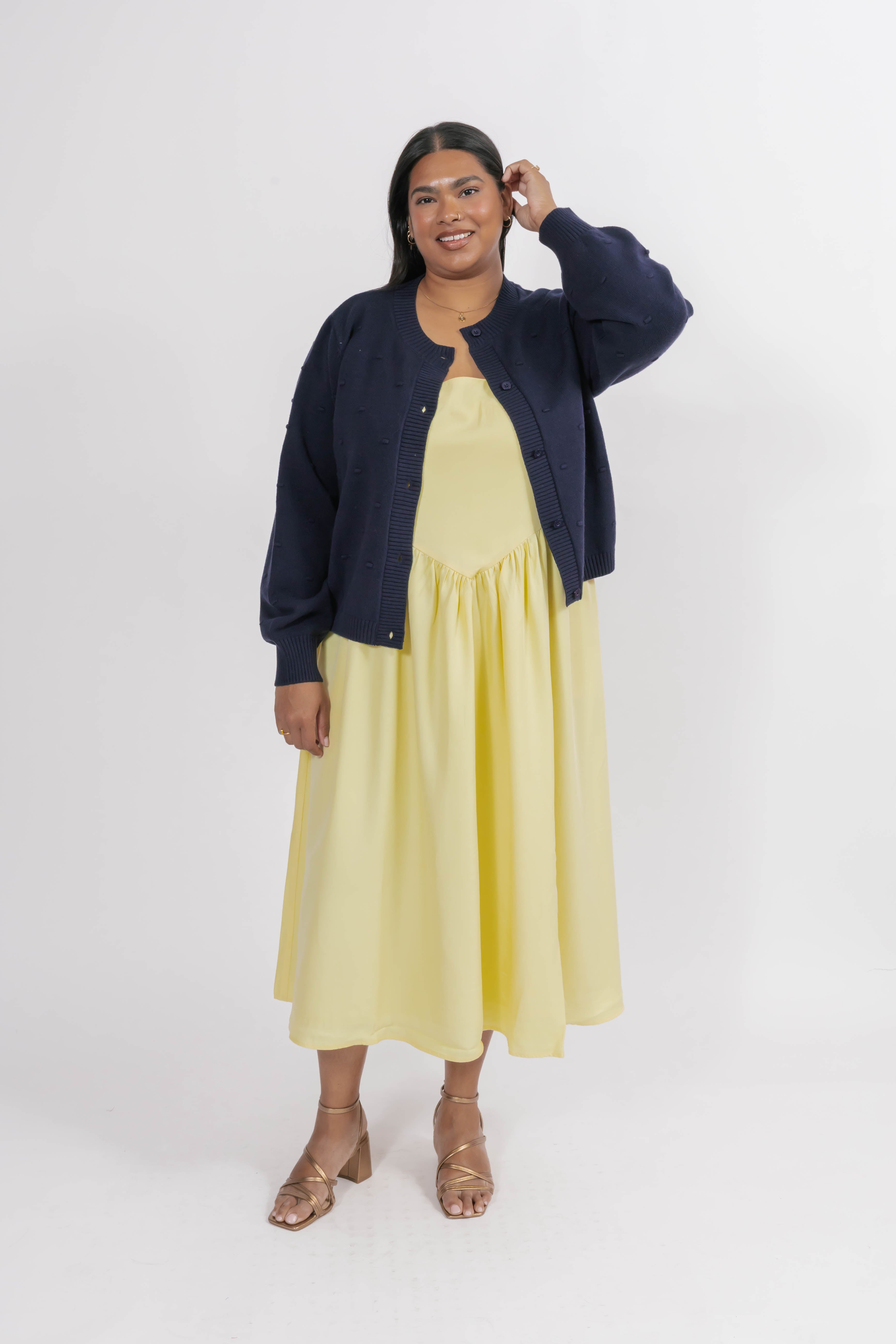 Dot Cardigan in Dark Navy