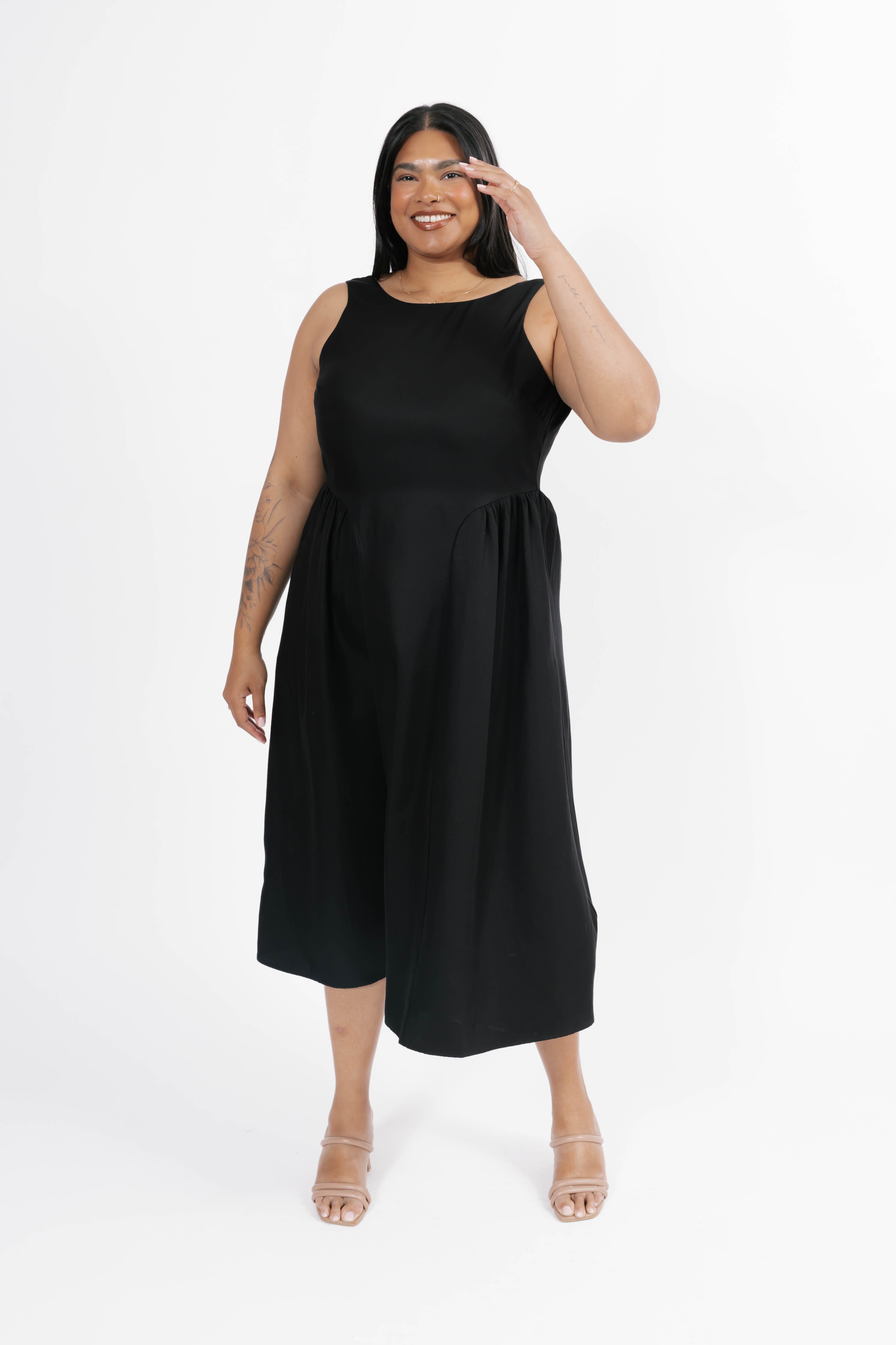 Grace Midi Dress in Midnight Black