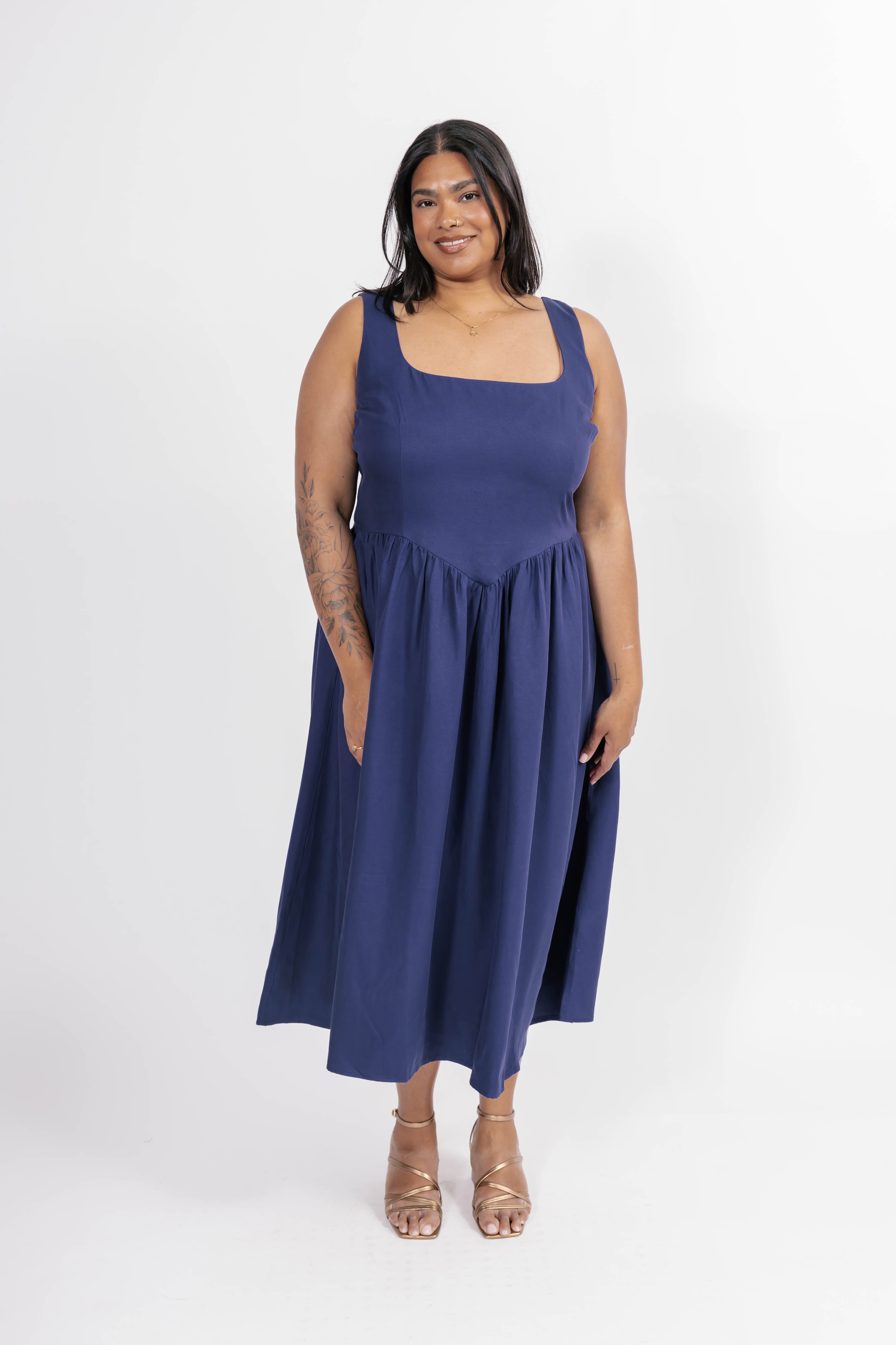 Georgia Midi Dress in True Navy