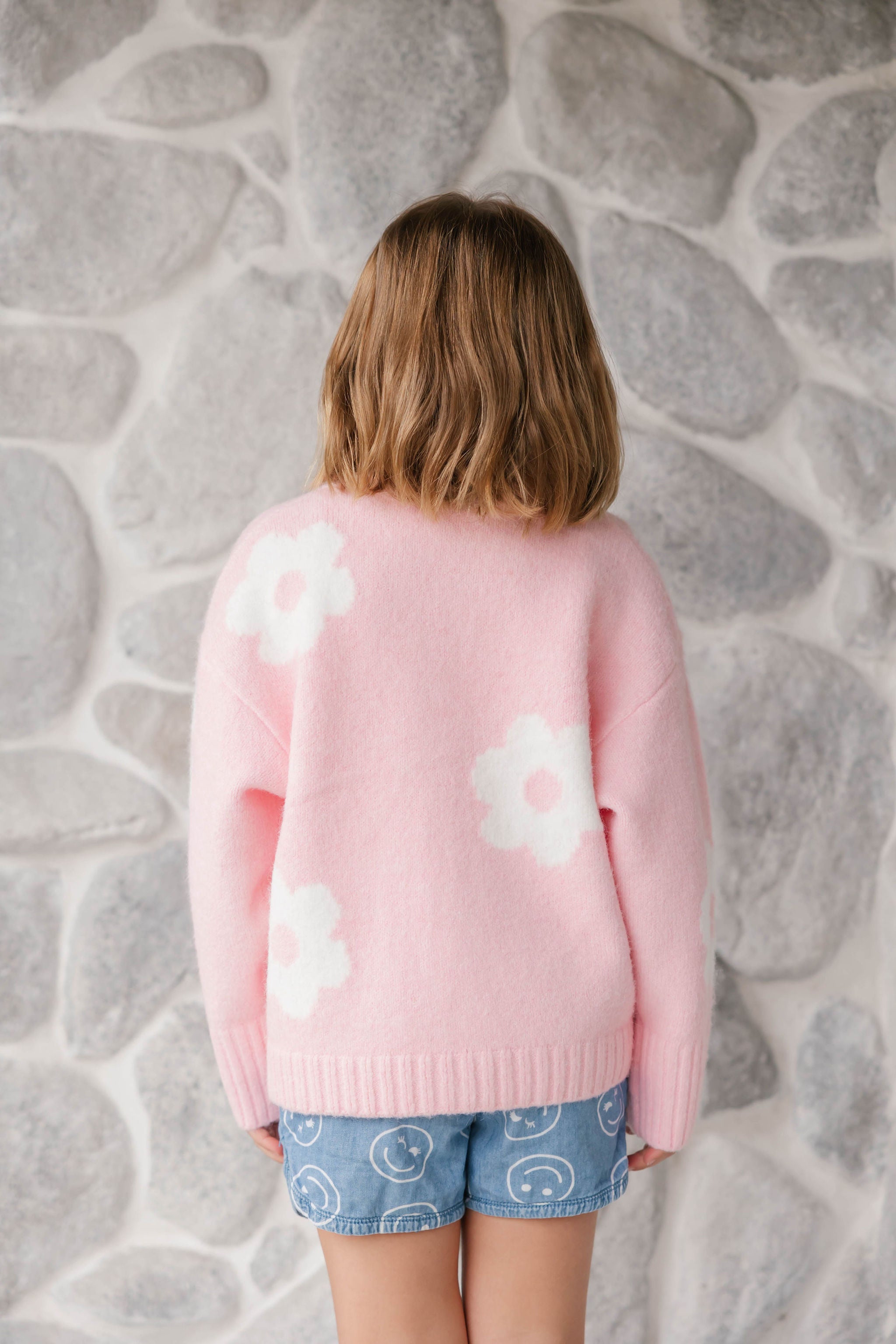 Kids Flora Cardigan in Pink Combo