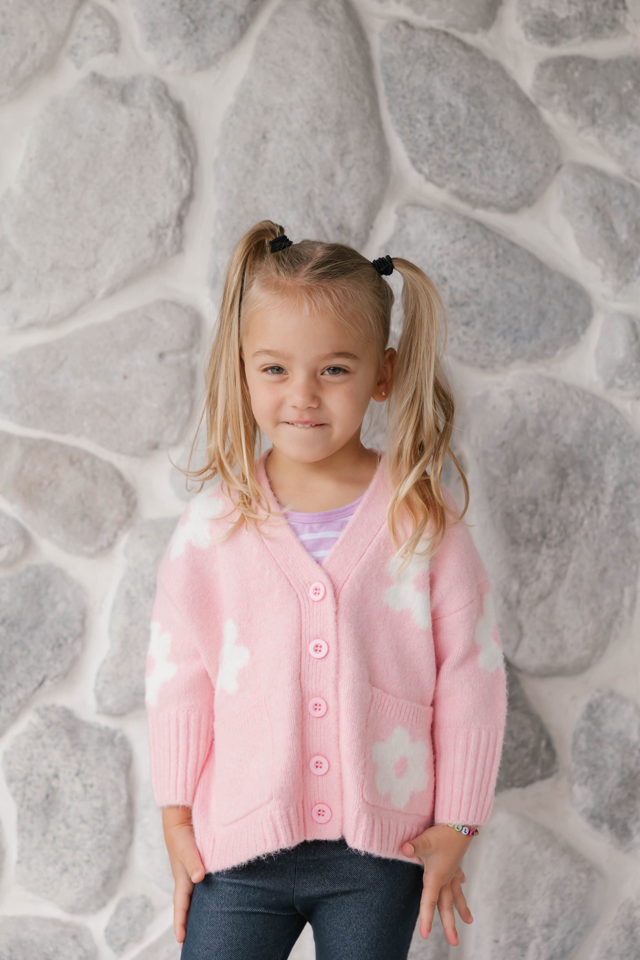 Kids Flora Cardigan in Pink Combo