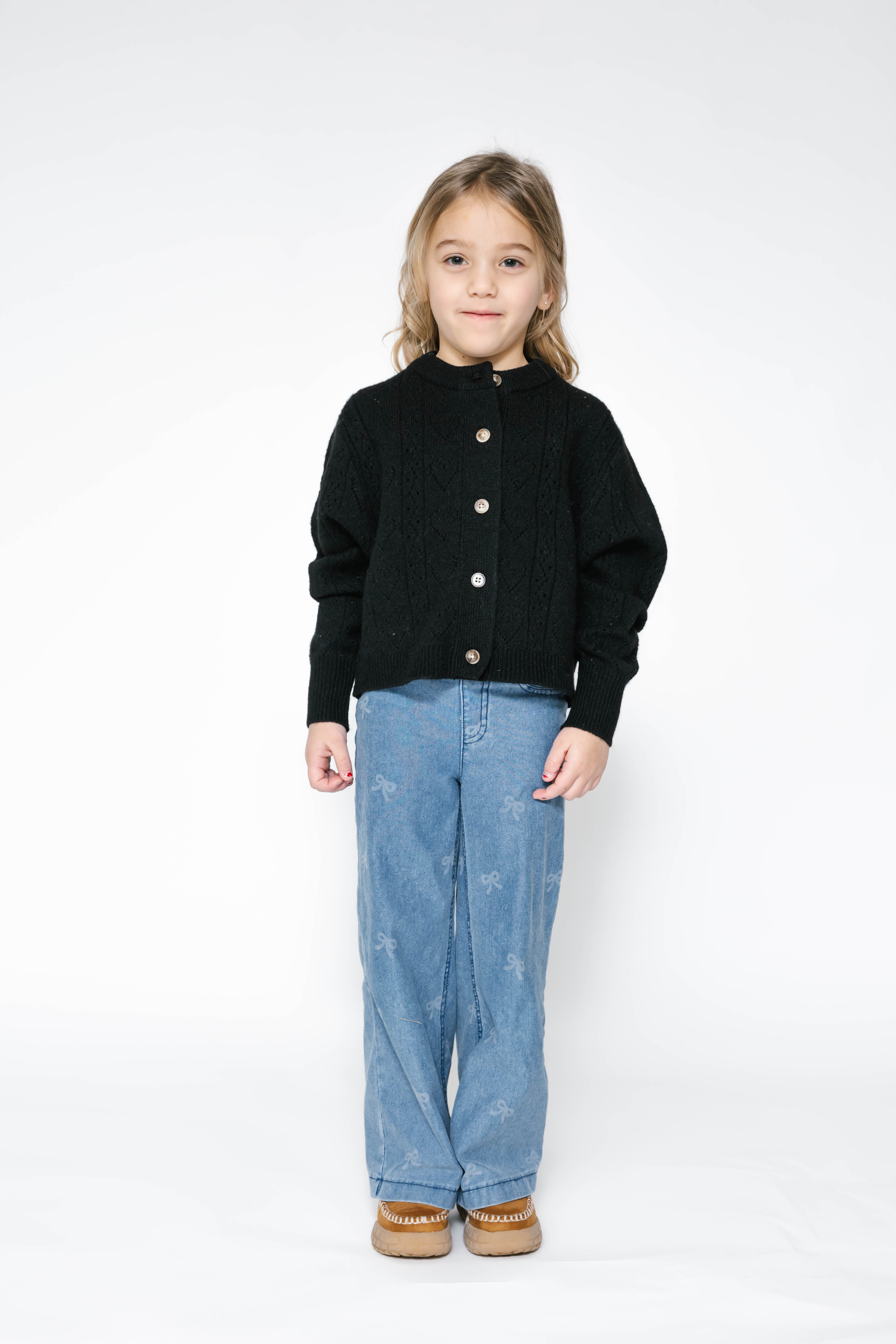 Kids Crush On You Cardigan in Midnight Black