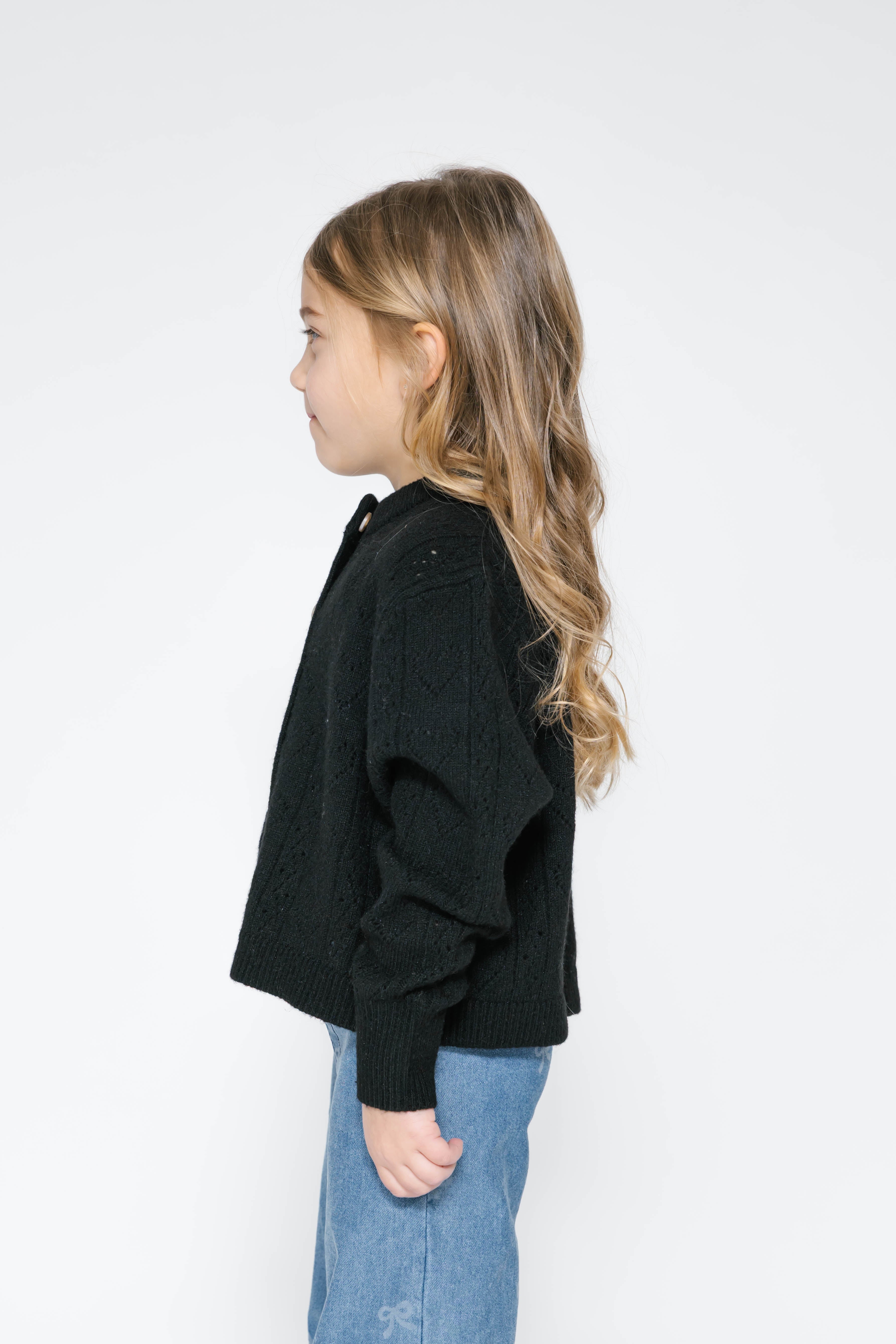 Kids Crush On You Cardigan in Midnight Black