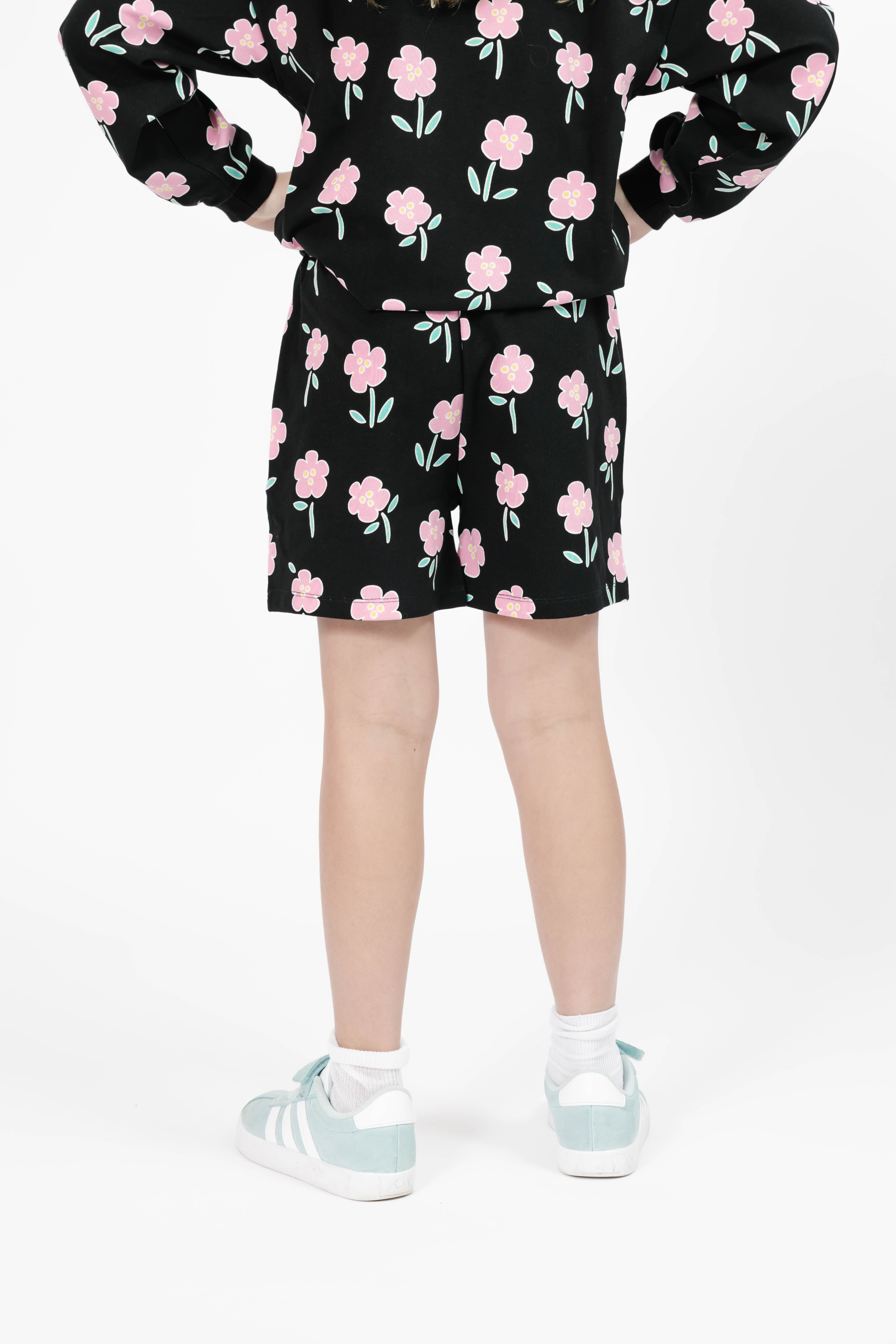 Kids Fresh Floral Hang Out Short in Black Floral