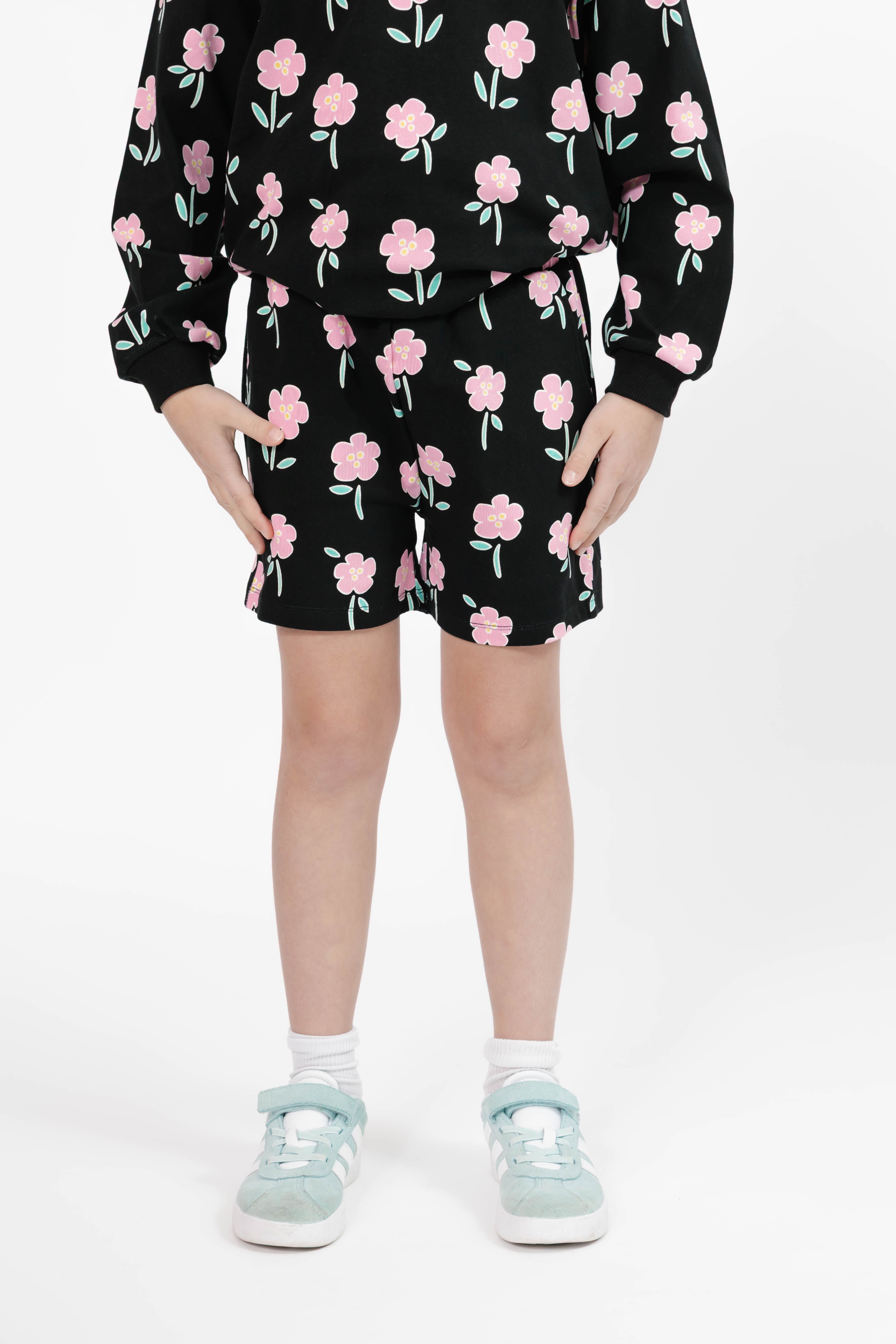 Kids Fresh Floral Hang Out Short in Black Floral