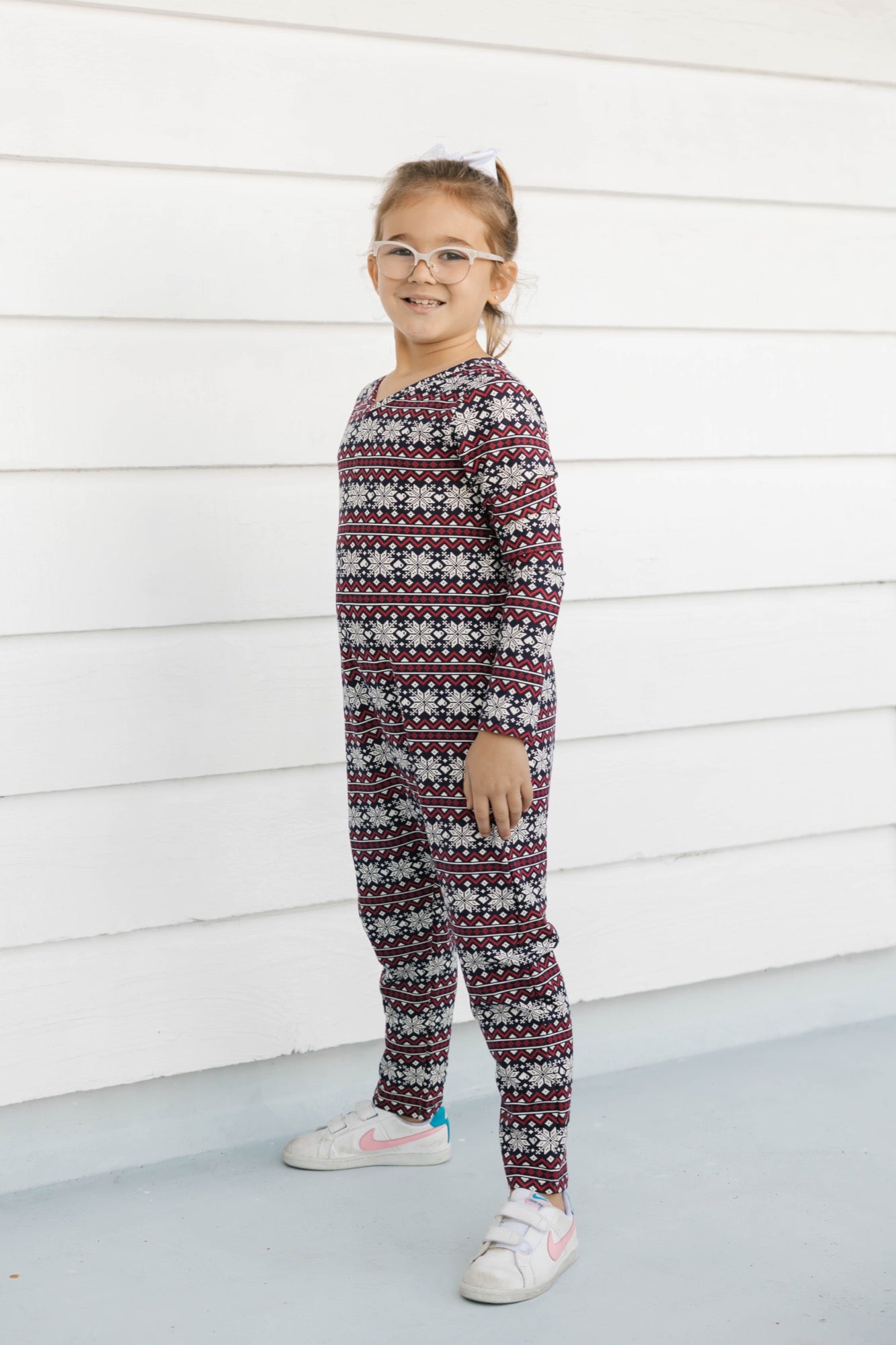 Kids Friday Romper in Red Fair Isle