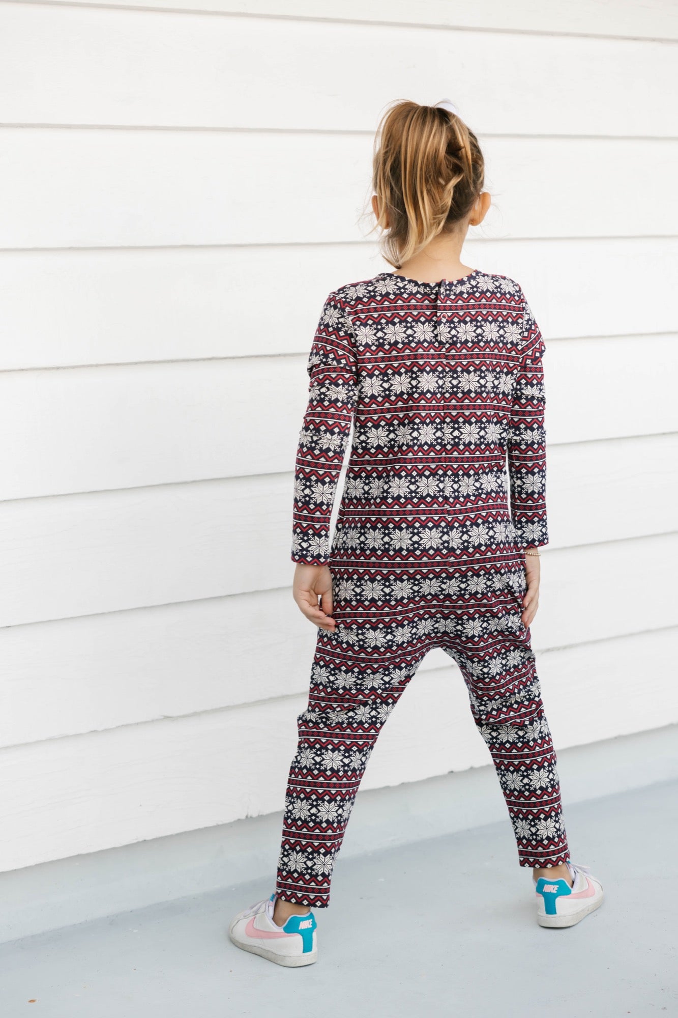 Kids Friday Romper in Red Fair Isle