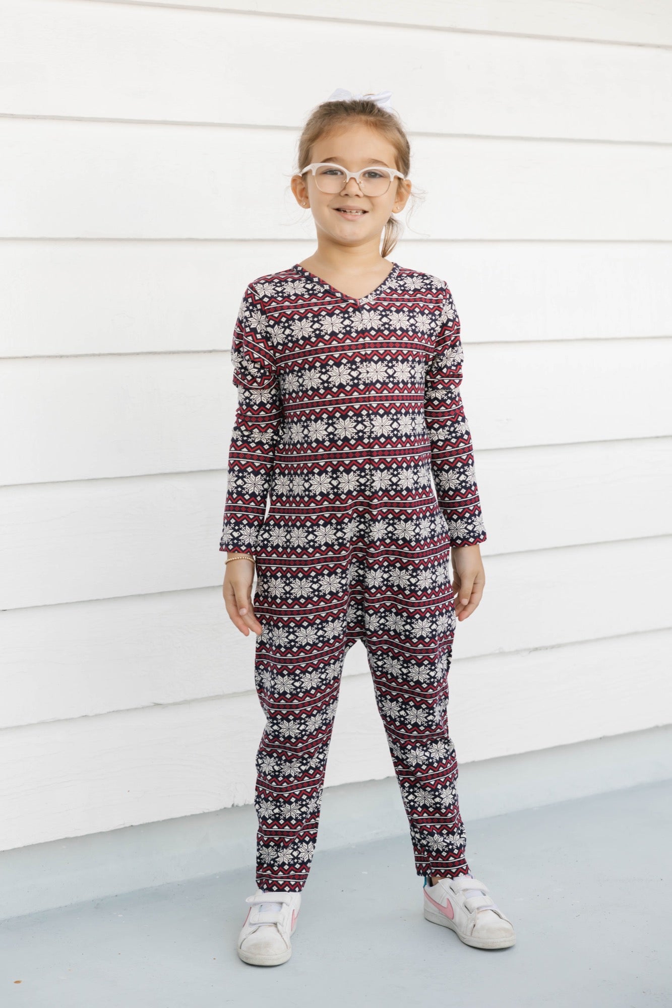 Kids Friday Romper in Red Fair Isle