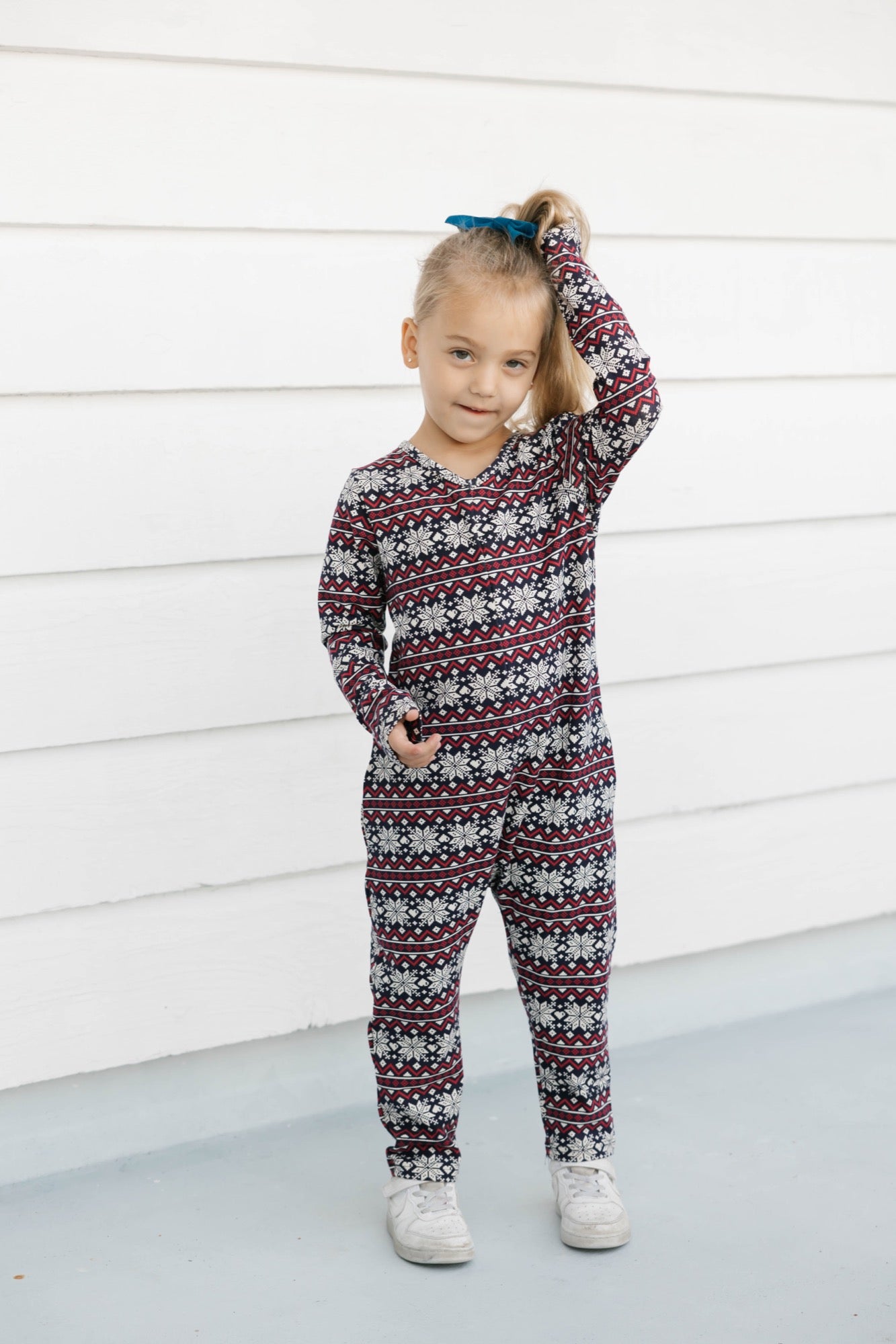 Kids Friday Romper in Red Fair Isle