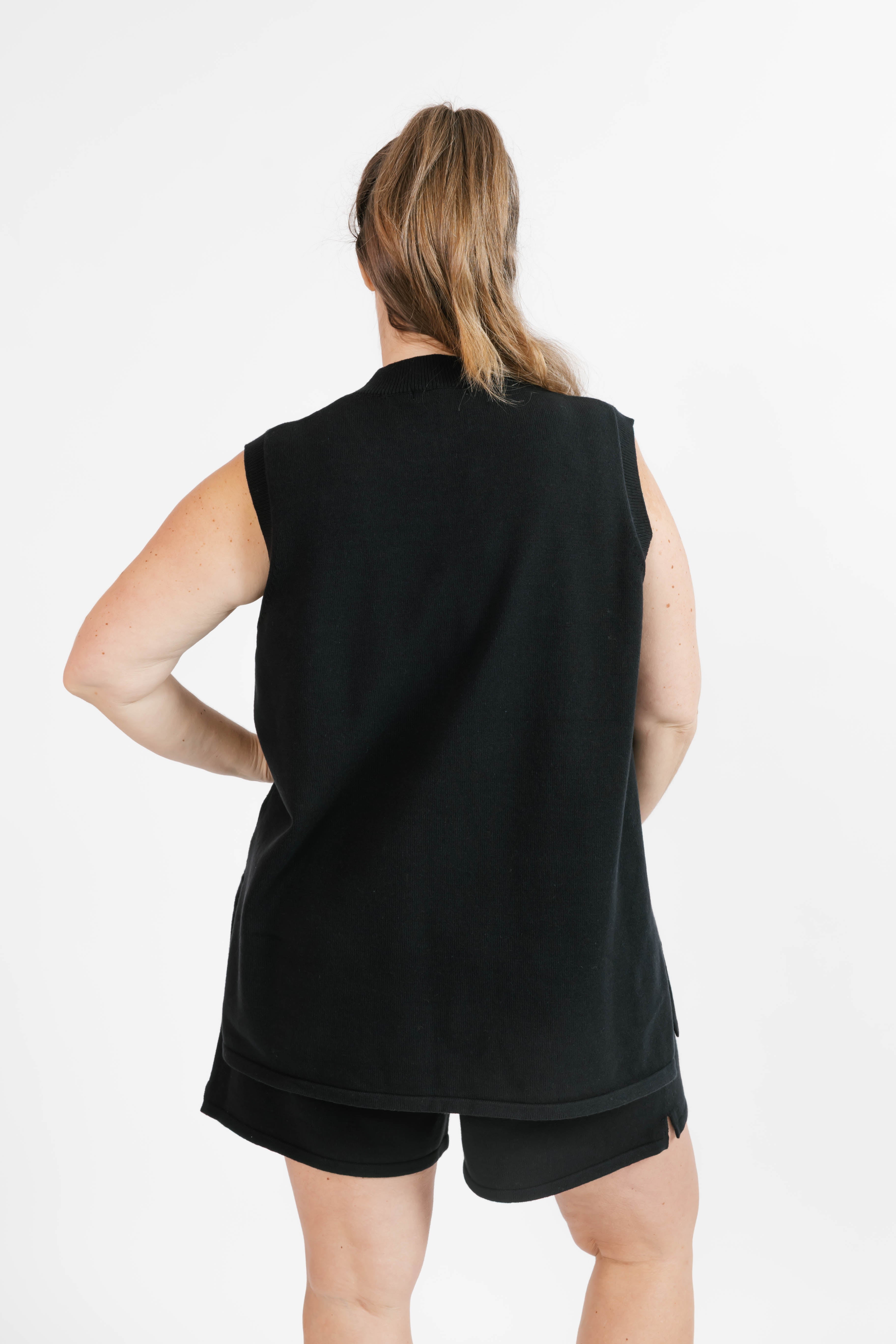 Knit Sleeveless Tunic in Midnight Black